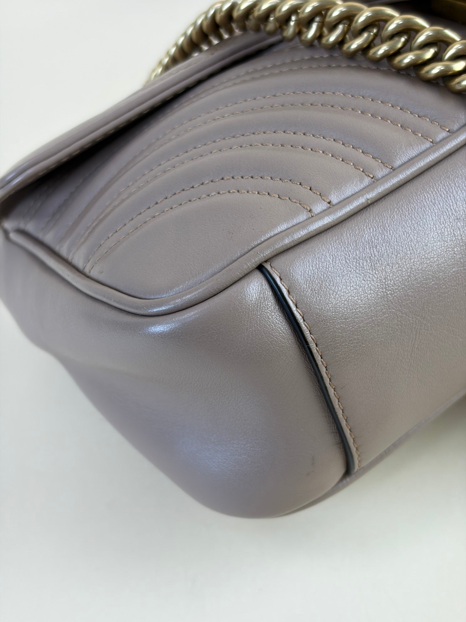 Gucci pink/beige matelassé Nappa leather GG Marmont medium Shoulder Bag