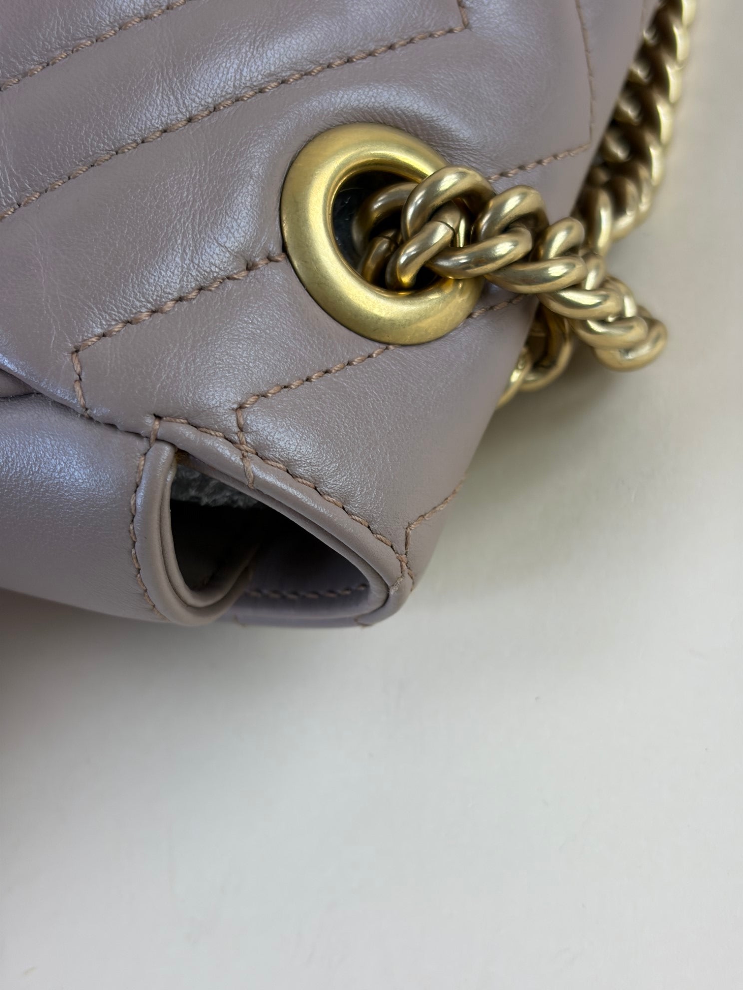 Gucci pink/beige matelassé Nappa leather GG Marmont medium Shoulder Bag