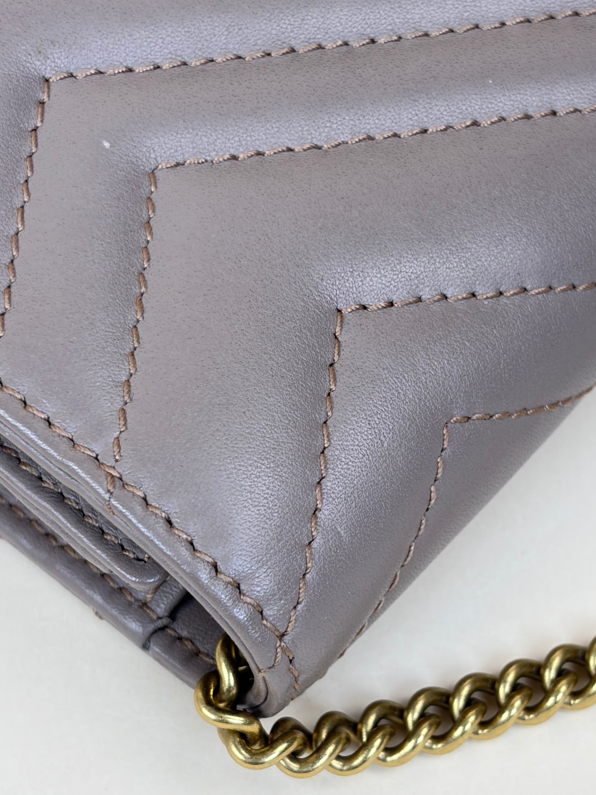 Gucci Nude Matelasse GG Marmont Mini Wallet On Chain