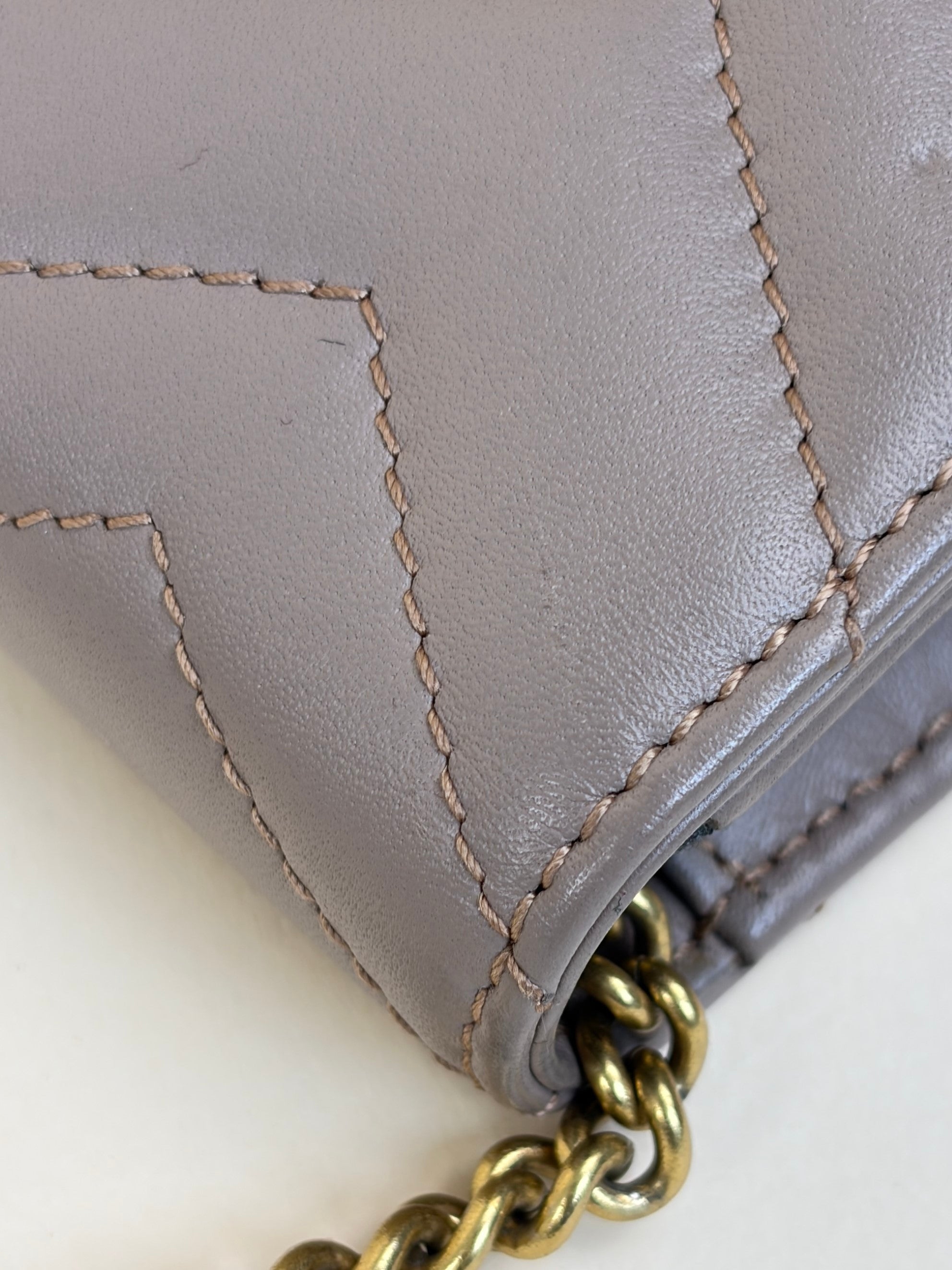 Gucci Nude Matelasse GG Marmont Mini Wallet On Chain