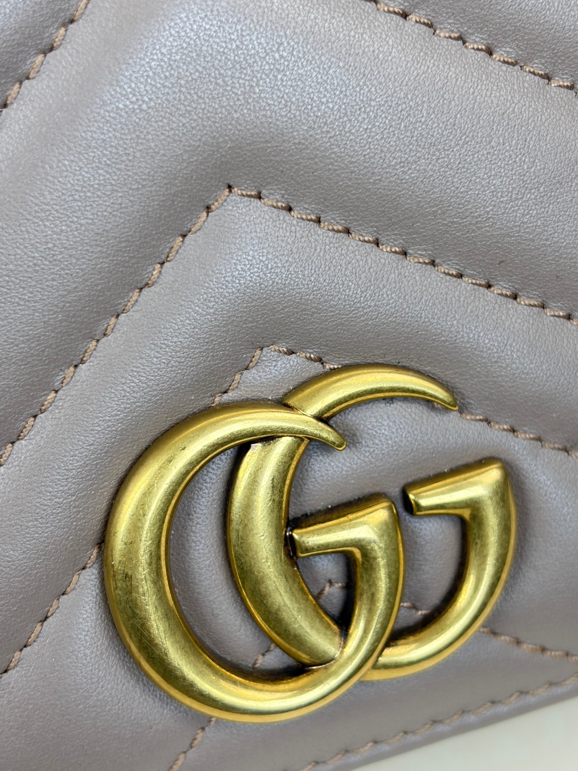 Gucci Nude Matelasse GG Marmont Mini Wallet On Chain