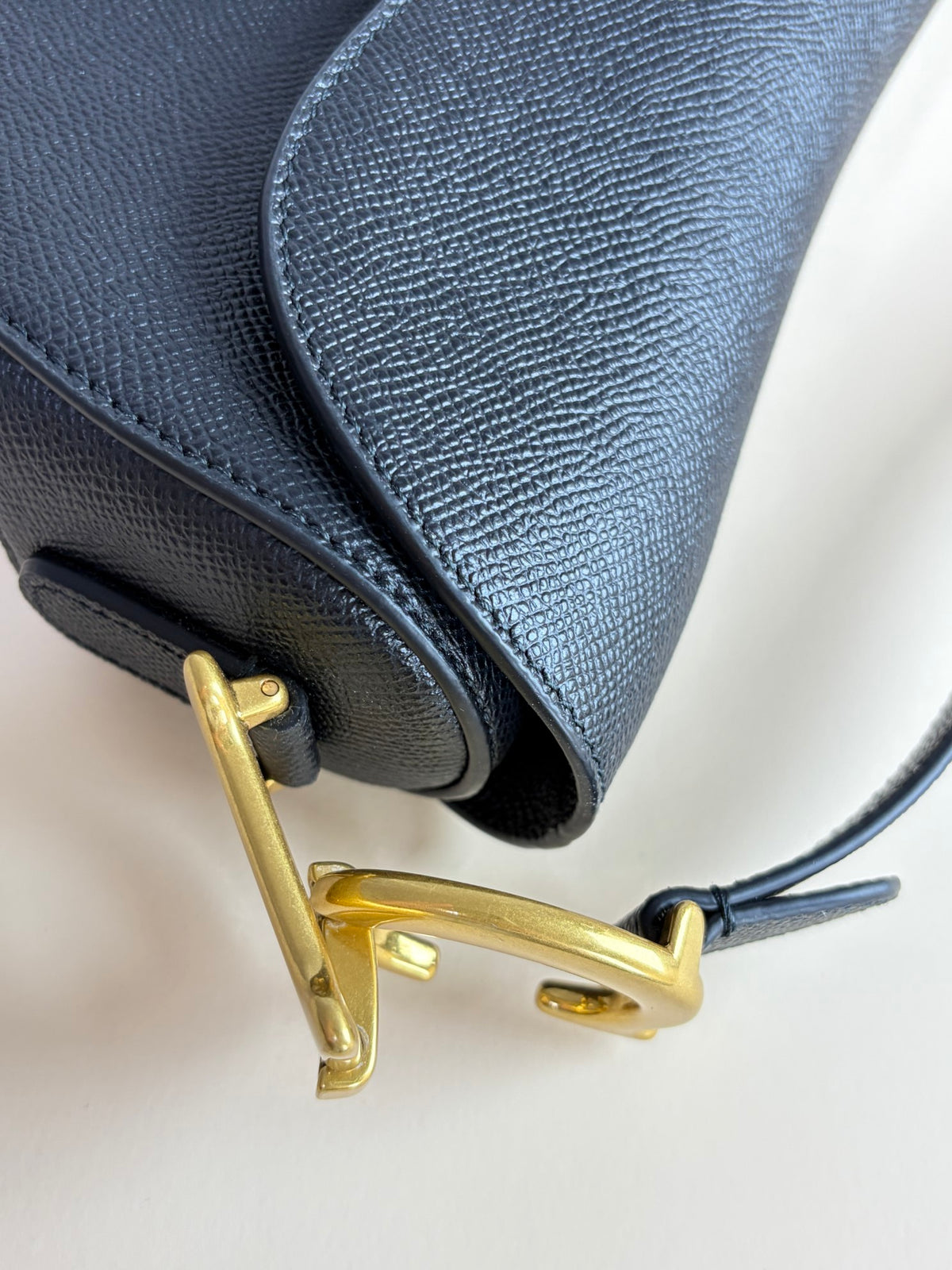Christian Dior Black grained calfskin Saddle bag