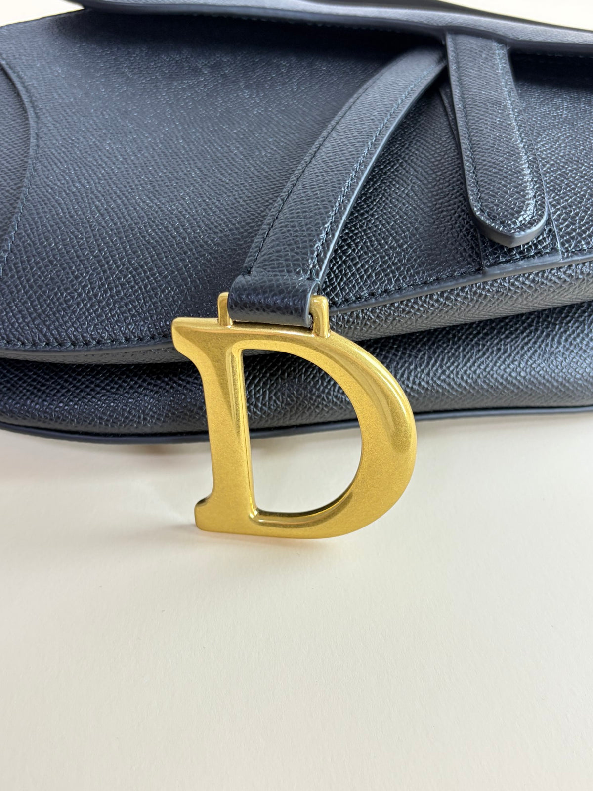 Christian Dior Black grained calfskin Saddle bag