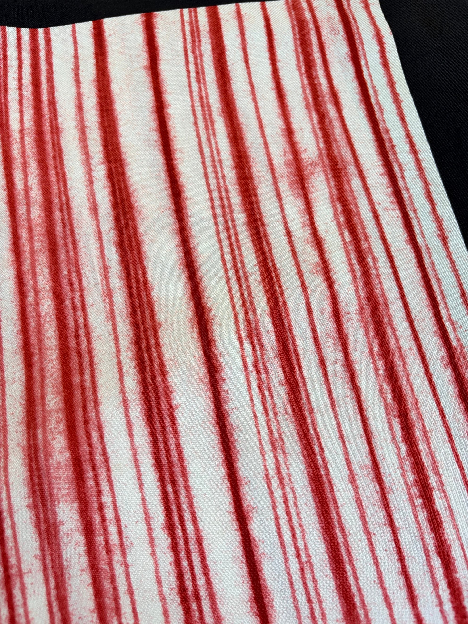 Chanel Red CC Logo Striped Vintage Silk Square Scarf