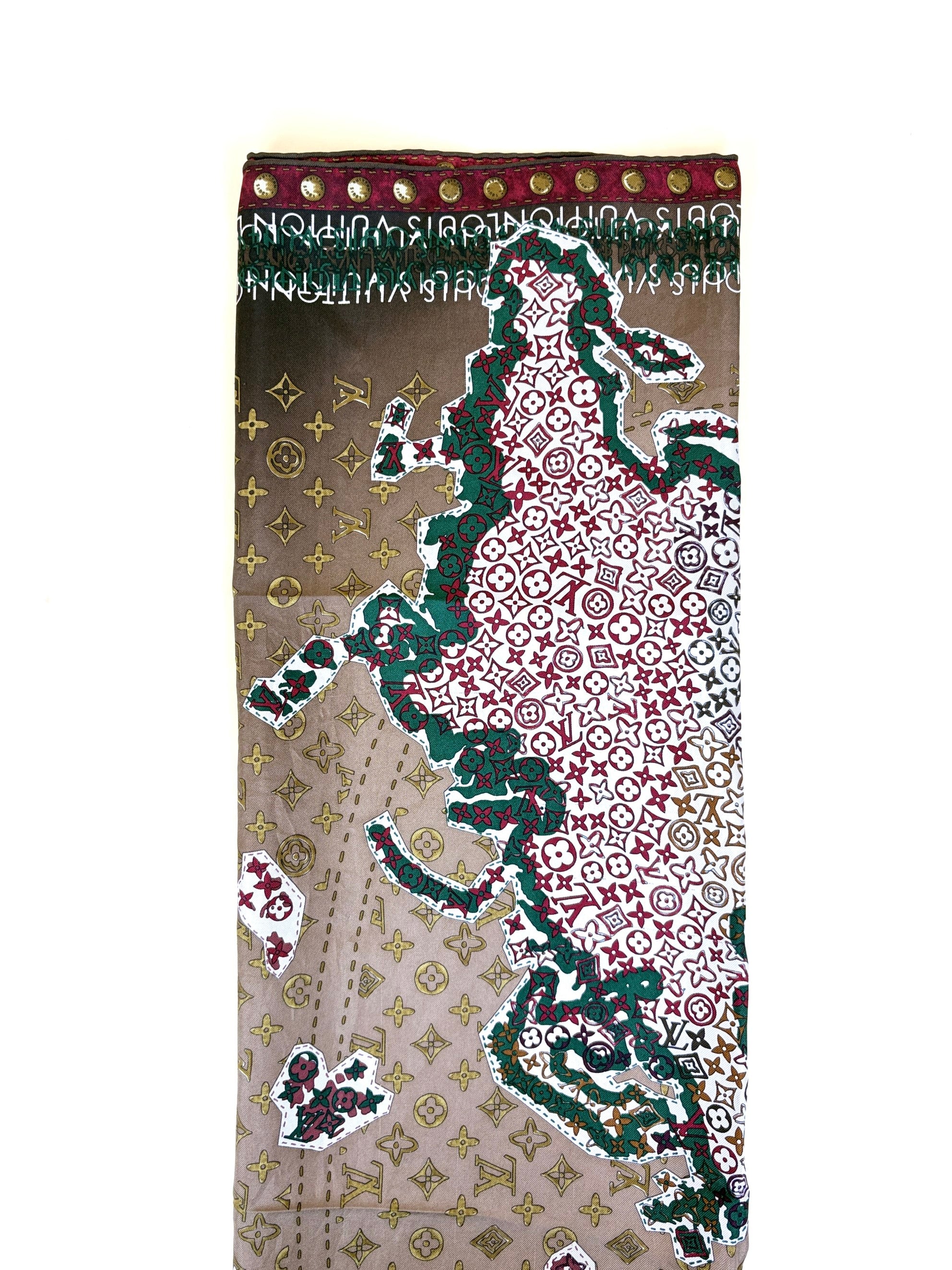 Louis Vuitton Cassis Monogram Map Silk Square Scarf