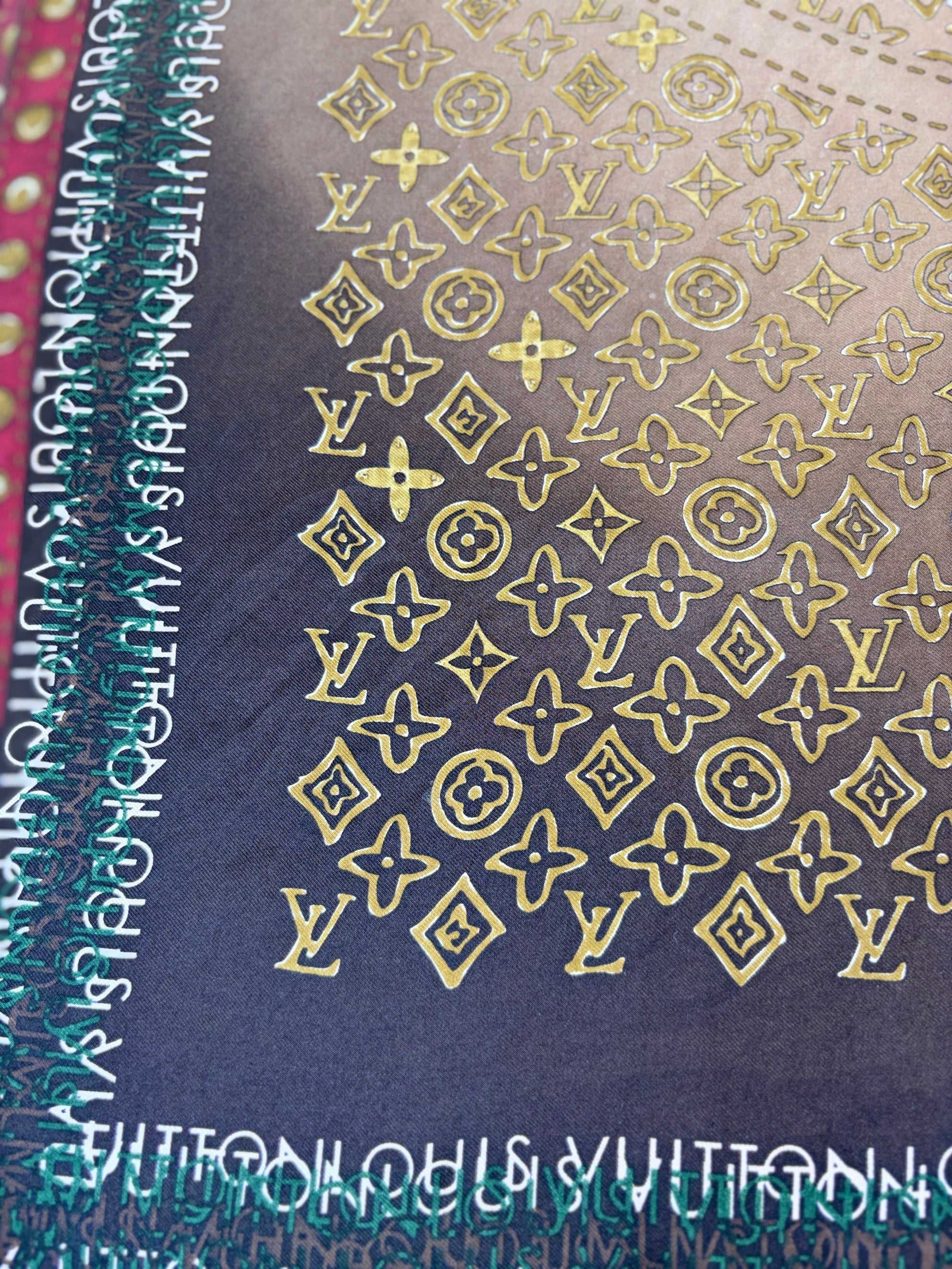 Louis Vuitton Cassis Monogram Map Silk Square Scarf