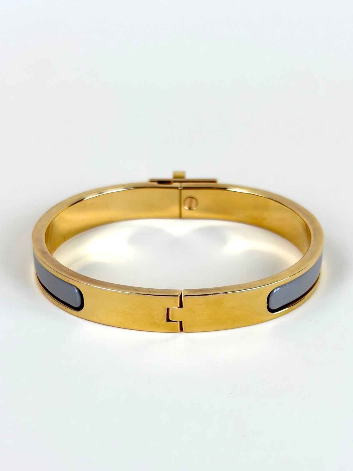Hermes rose gold plated maron glace mini clic kelly bracelet