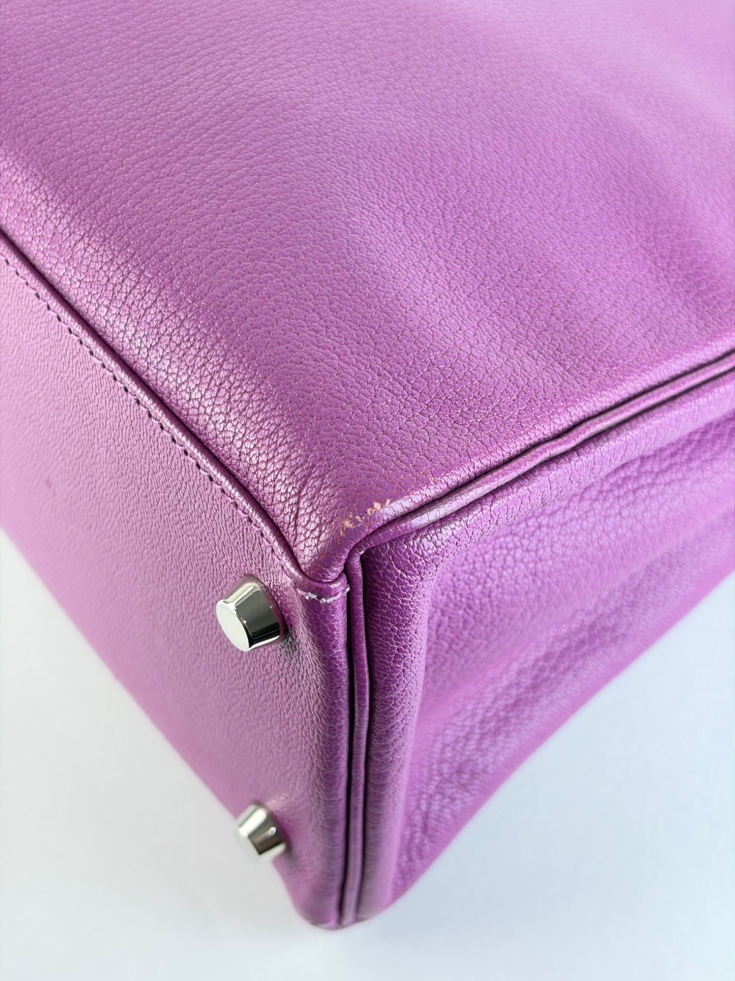 Hermes Kelly Returnee 28 cyclamen chive Mysore leather