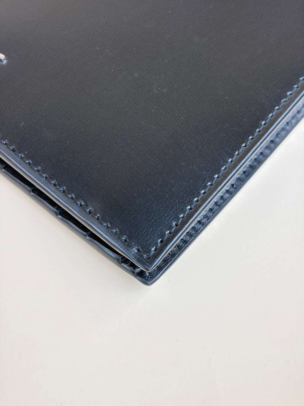 YSL black shiny leather tiny Cassandre east west wallet
