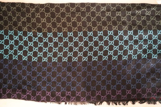 Gucci Black Multicolor Shiny Summer Wool Scarf