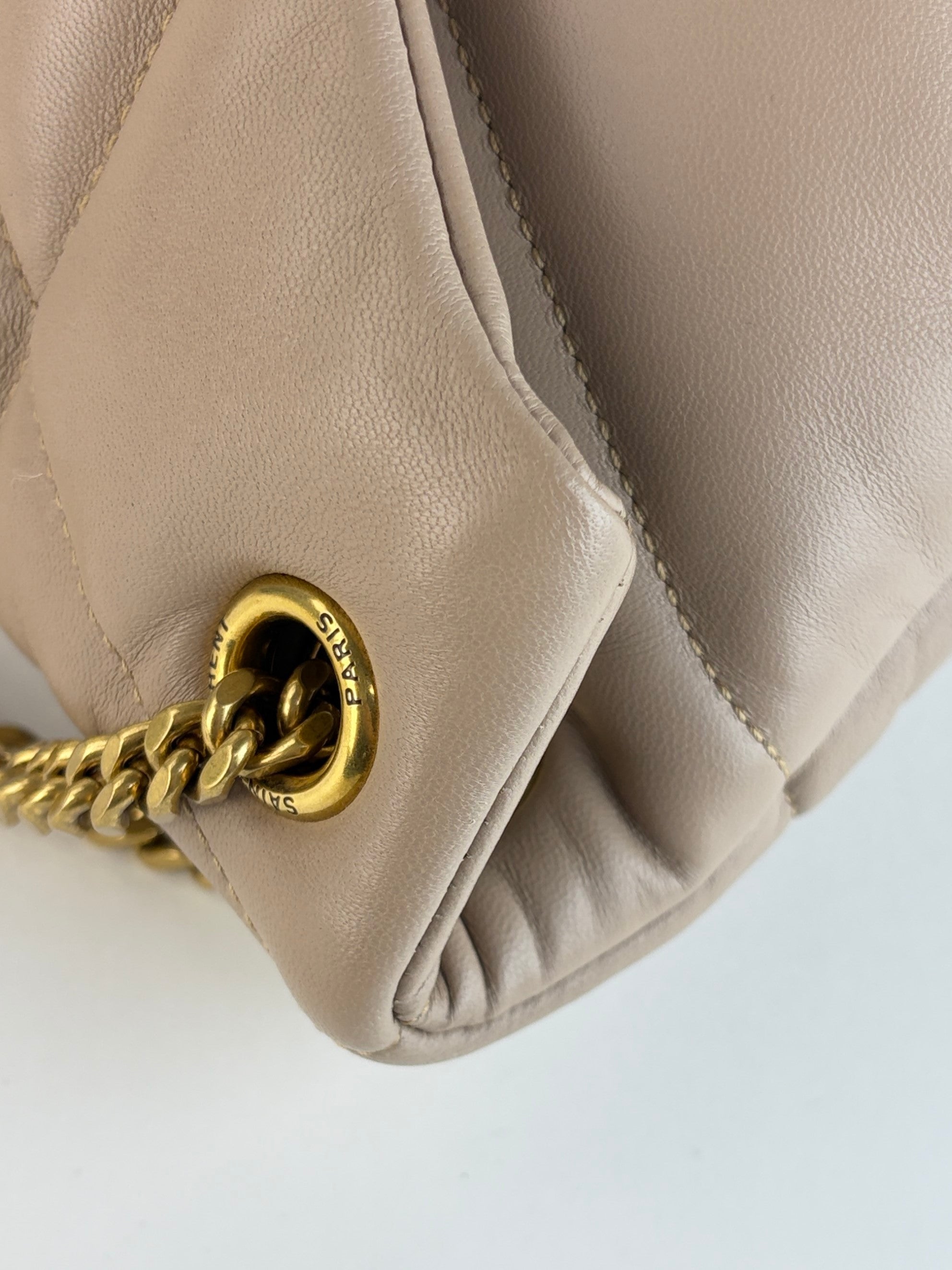 YSL beige Puffer Small in lambskin Shoulder Bag