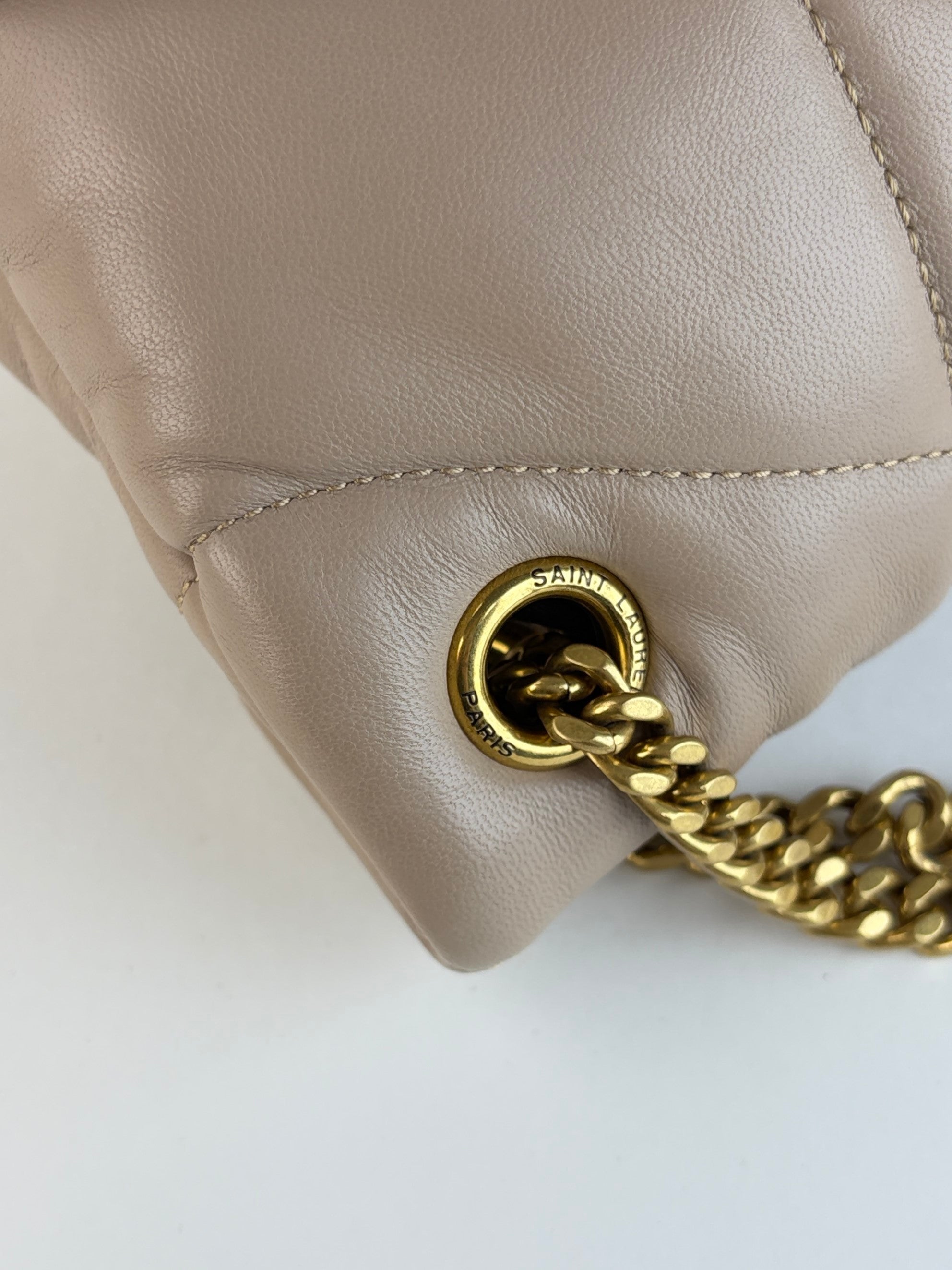YSL beige Puffer Small in lambskin Shoulder Bag
