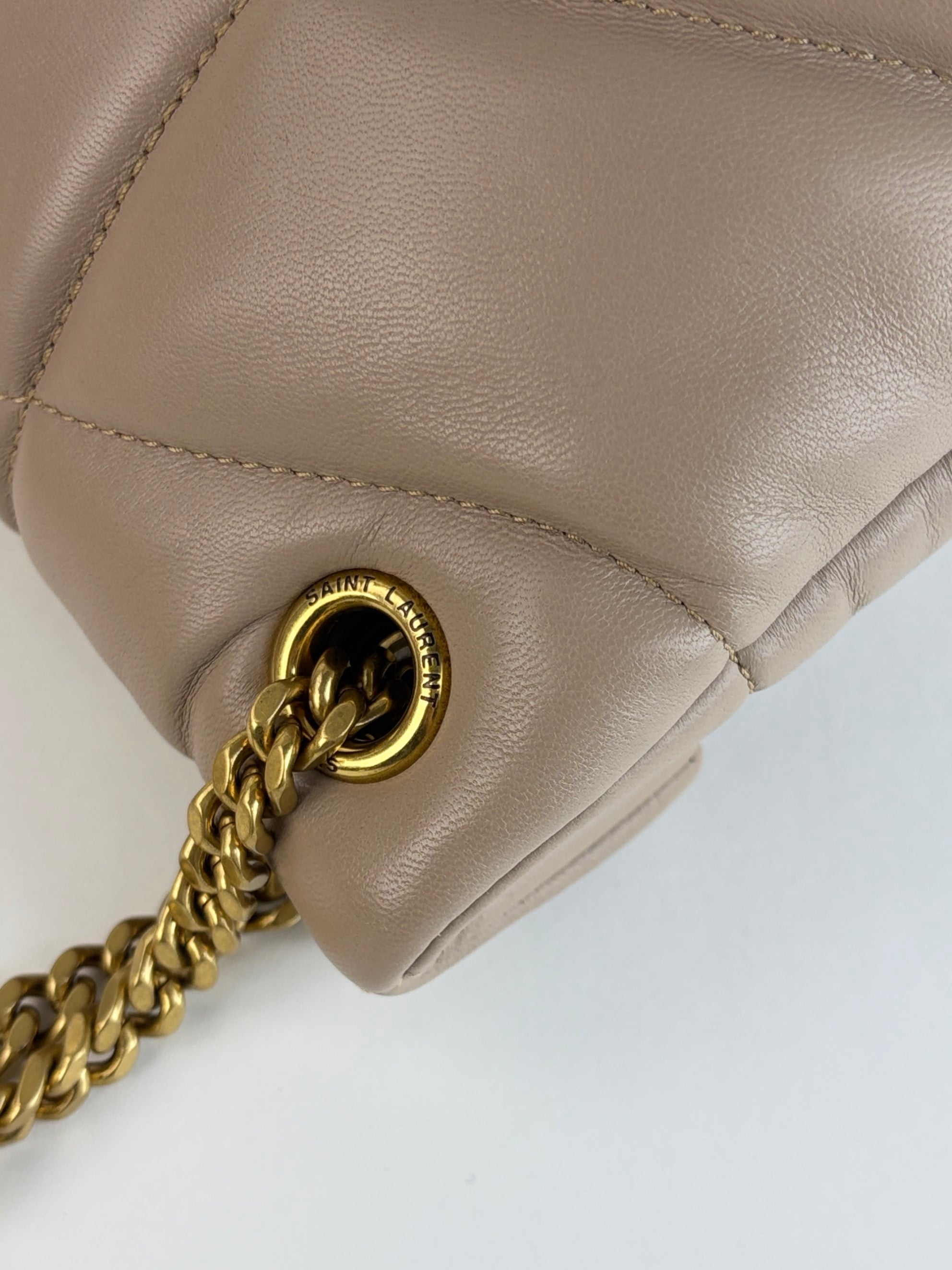 YSL beige Puffer Small in lambskin Shoulder Bag