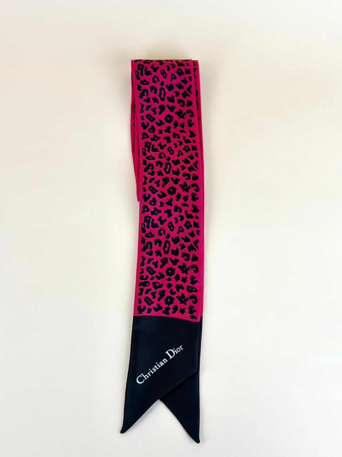 Dior pink/black leopard animal print mitzah silk scarf