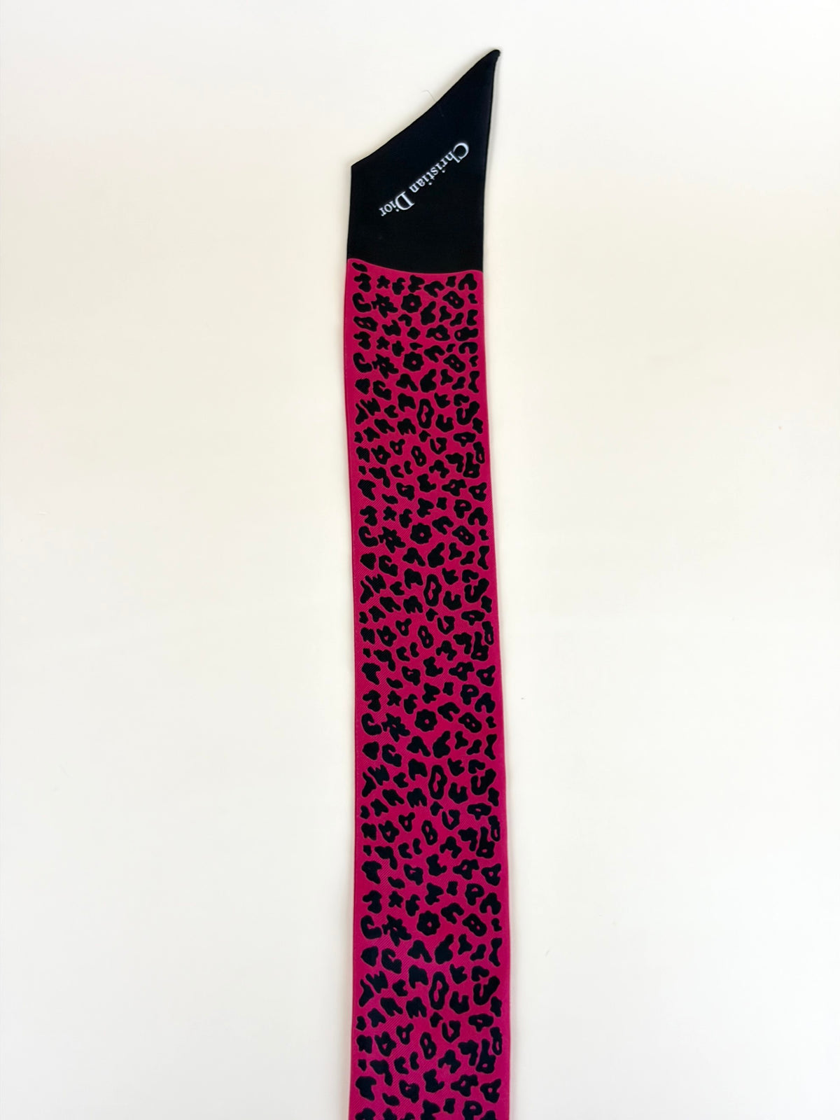 Dior pink/black leopard animal print mitzah silk scarf