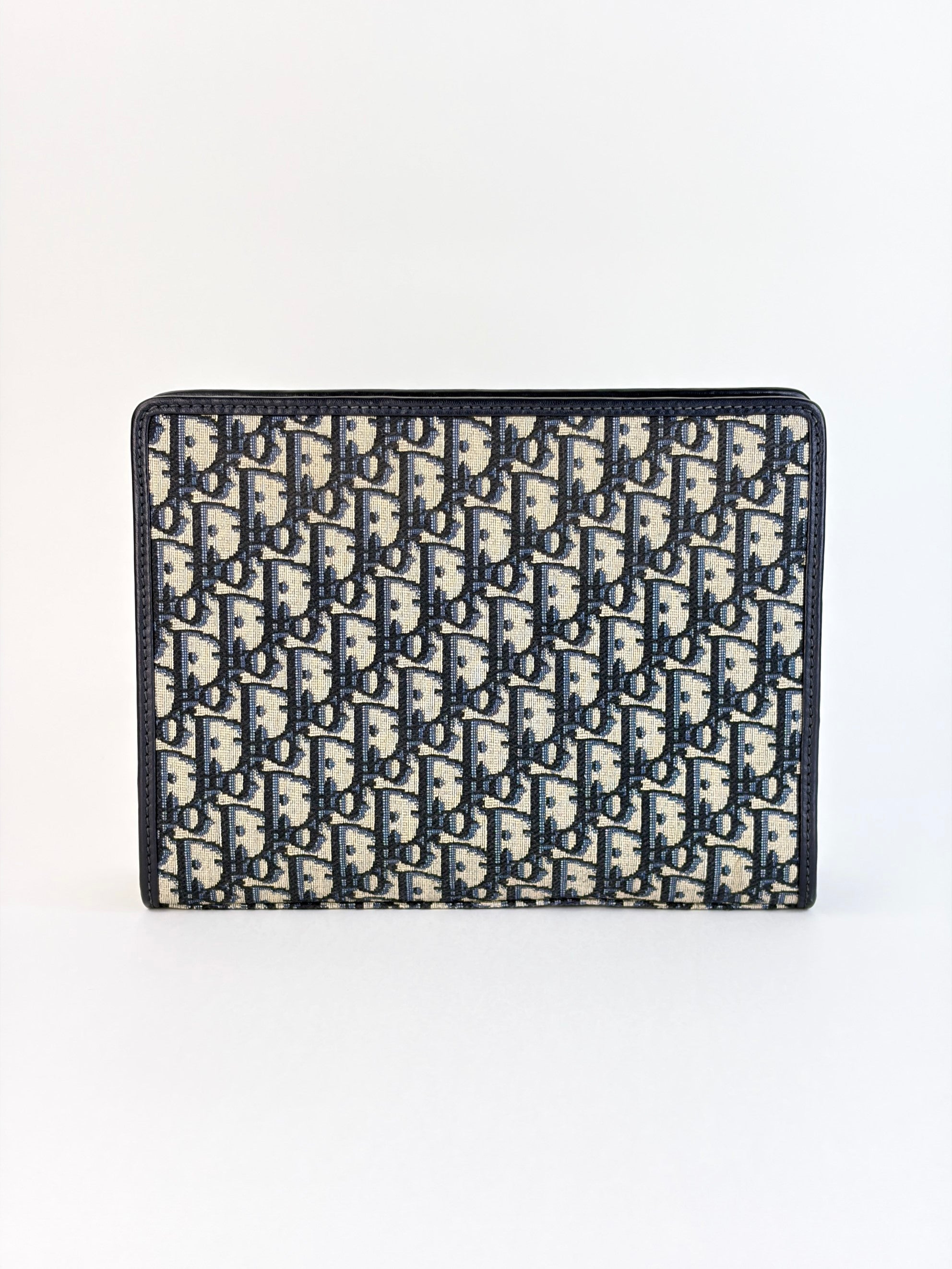 Dior navy oblique jacquard 30 Montaigne pouch clutch