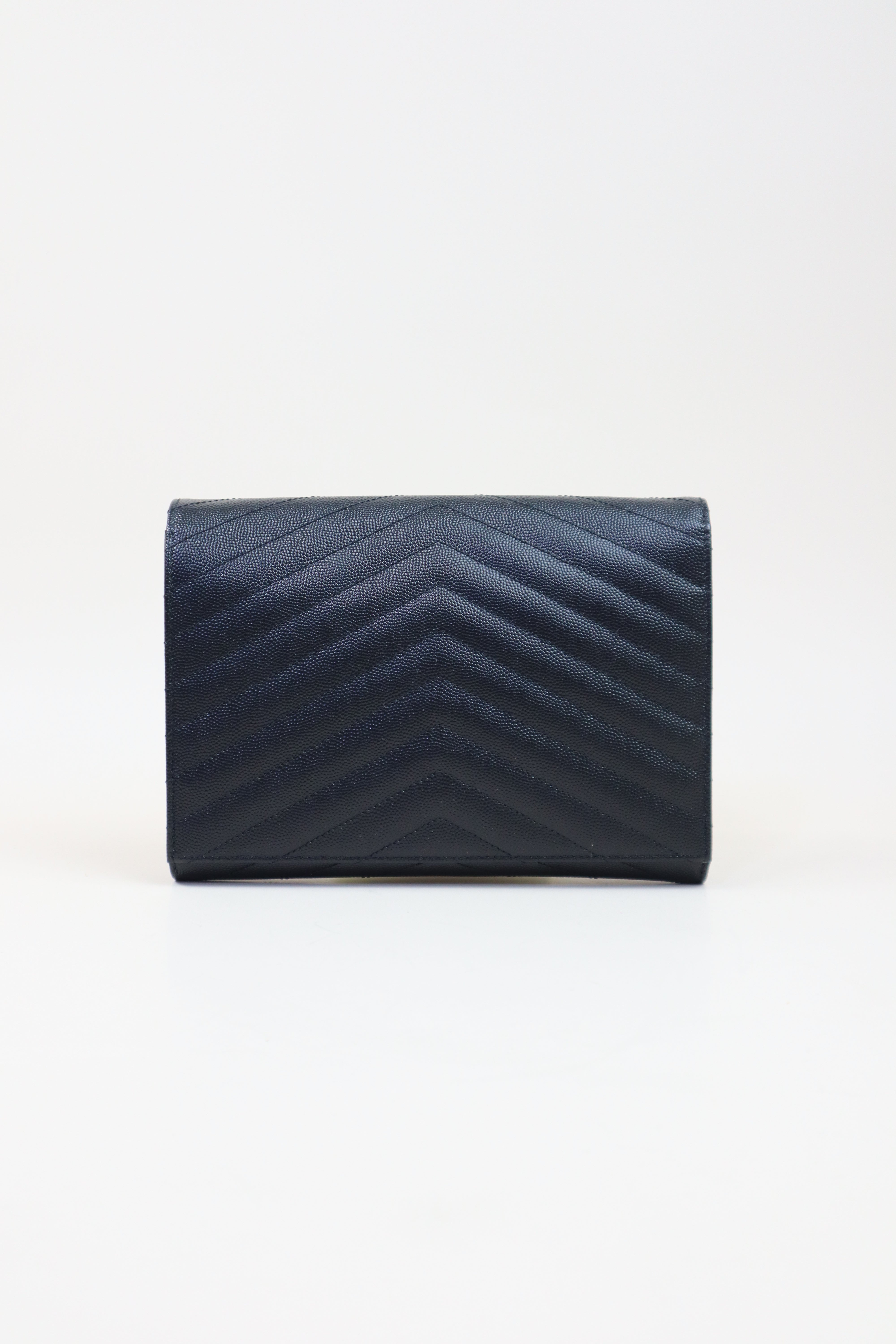 YSL Black Cassandre Small Flap Pouch W/ Holder