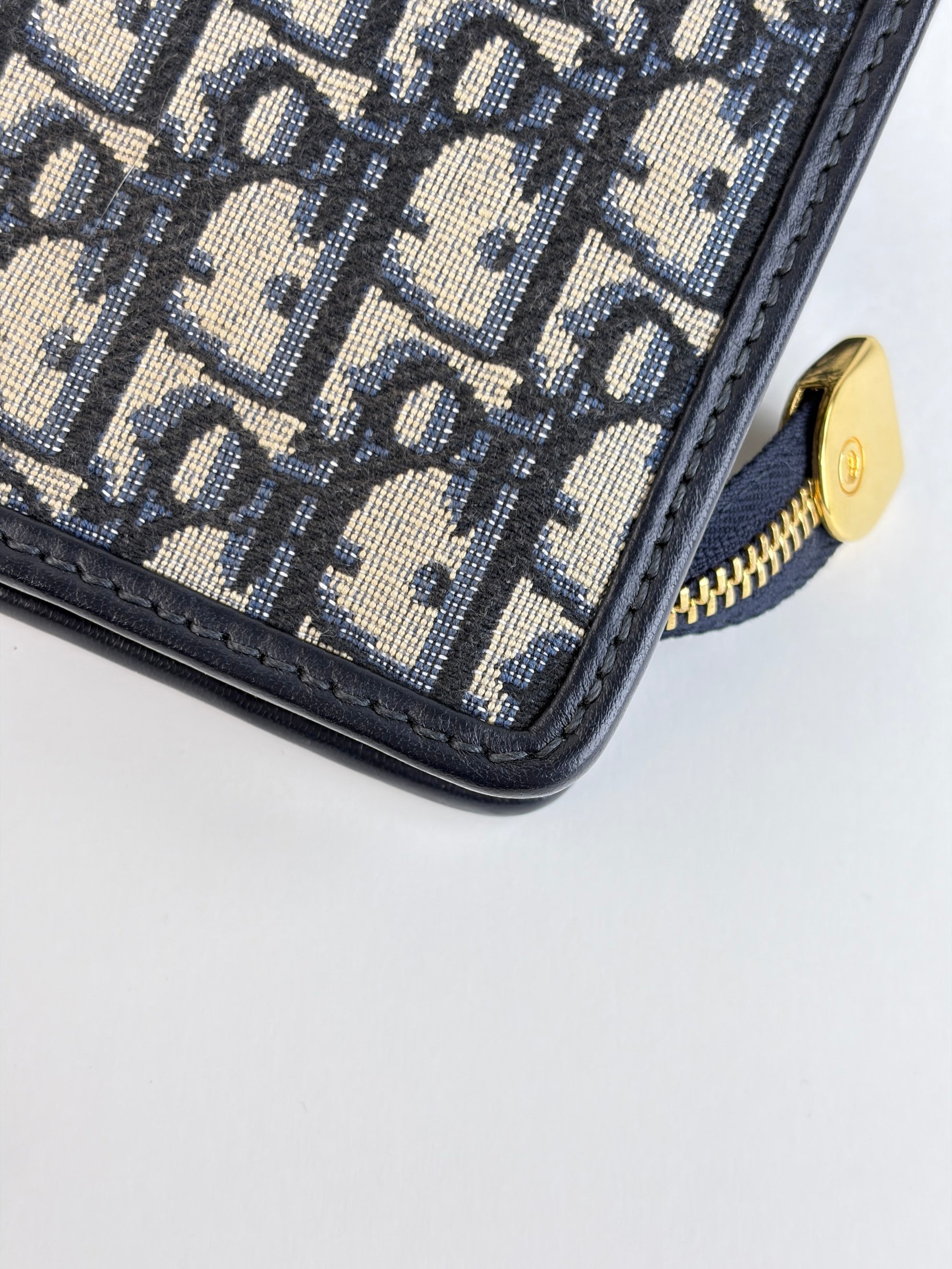 Dior navy oblique jacquard 30 Montaigne pouch clutch