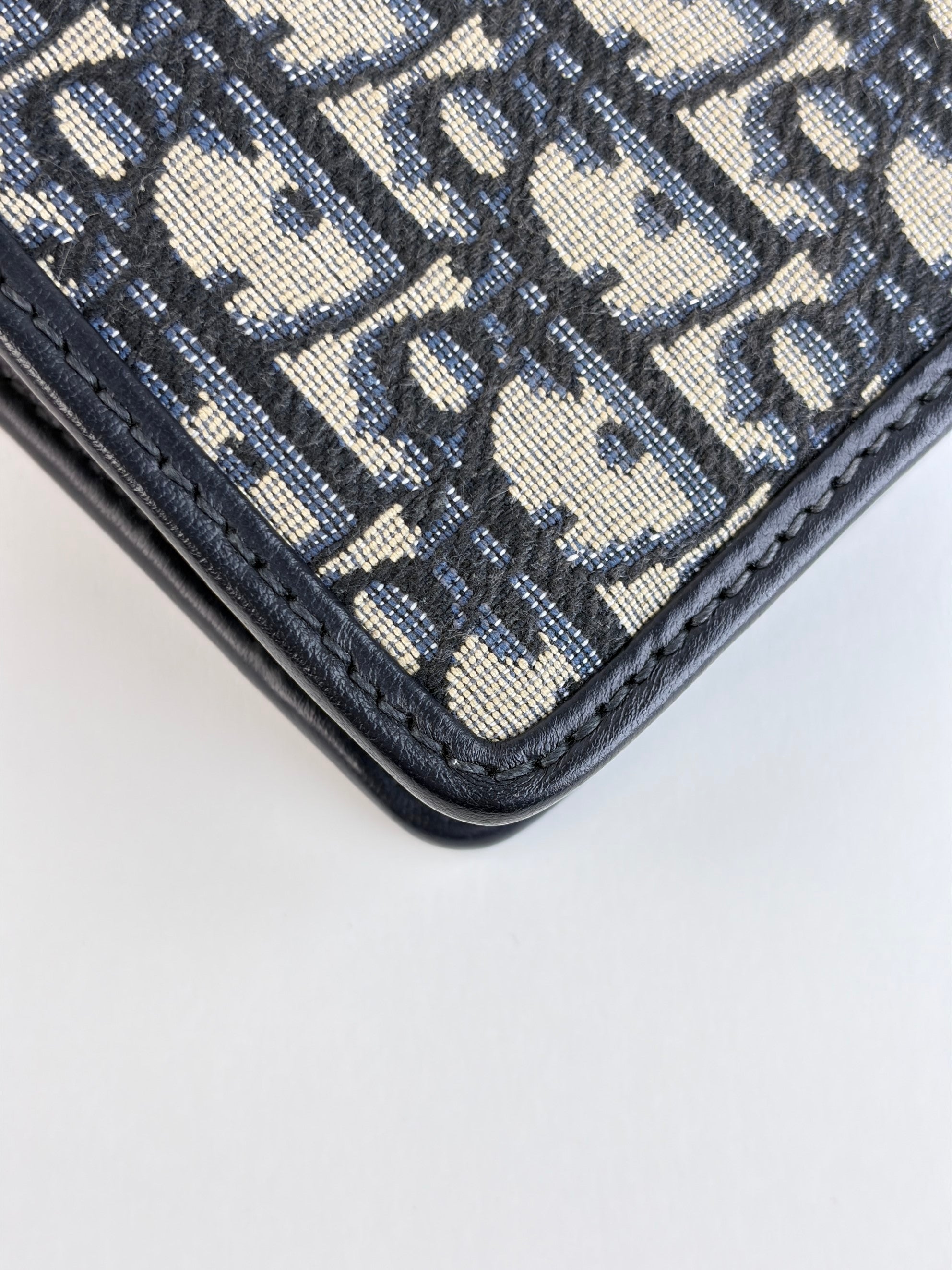 Dior navy oblique jacquard 30 Montaigne pouch clutch