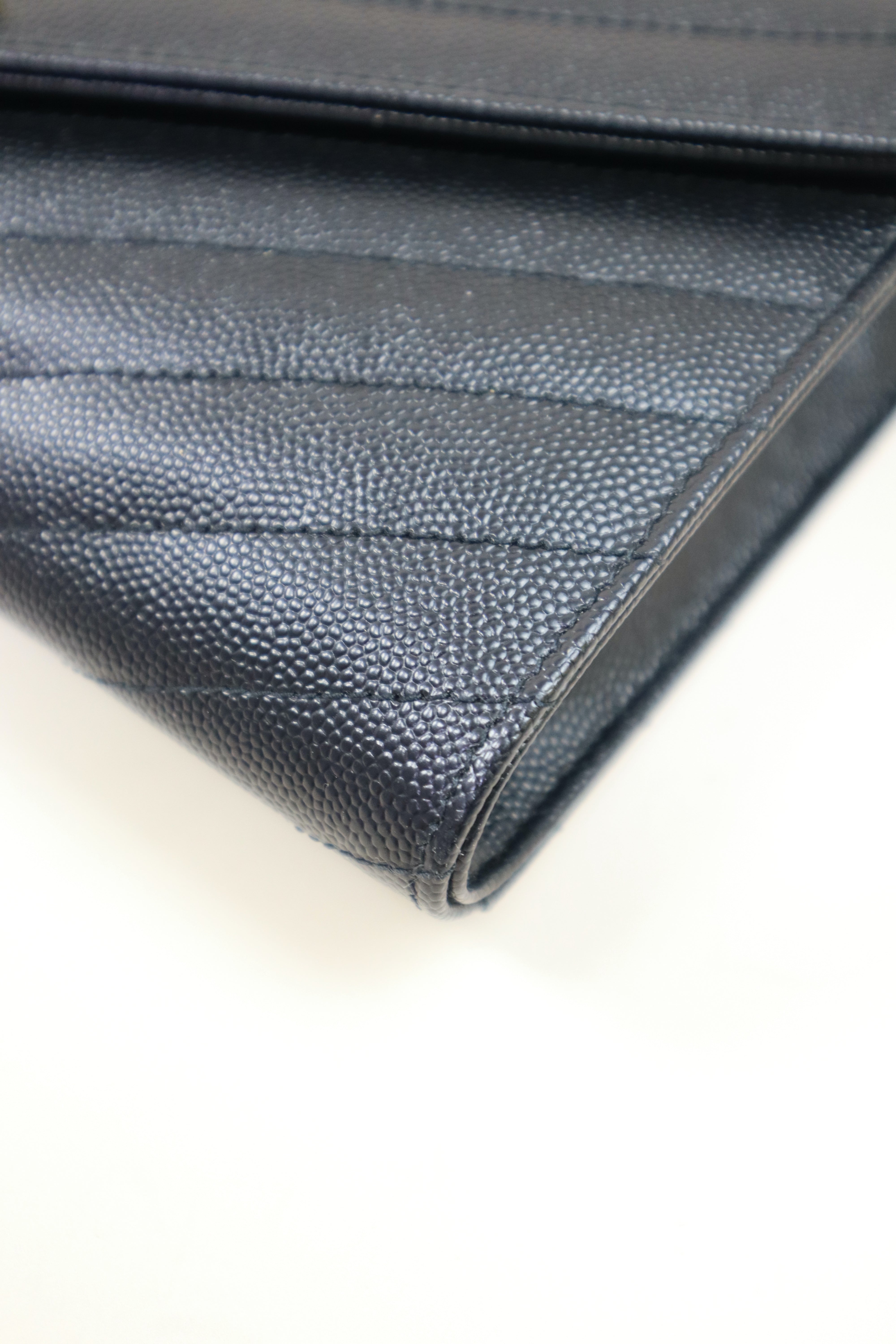 YSL Black Cassandre Small Flap Pouch W/ Holder