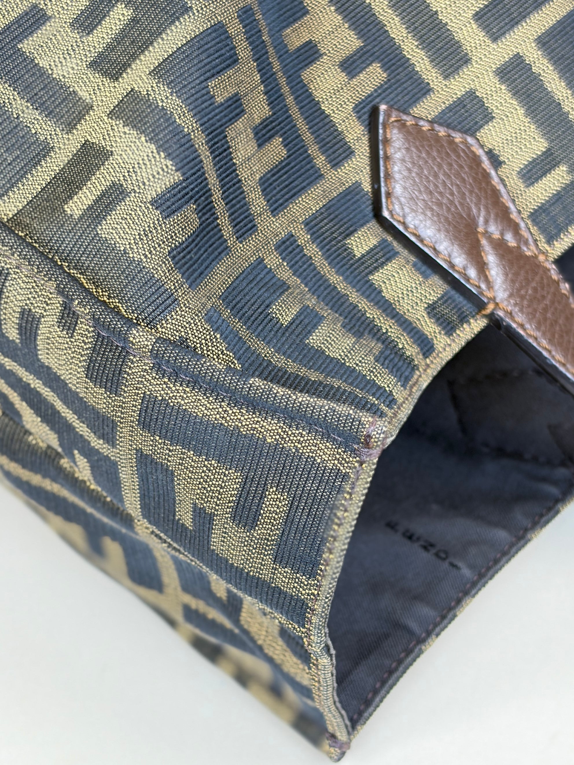 Fendi tobacco Zucca ff print canvas shopping tote bag