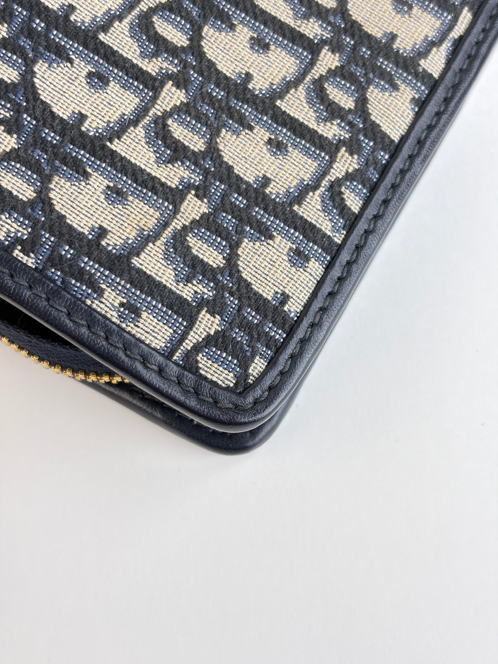 Dior navy oblique jacquard 30 Montaigne pouch clutch