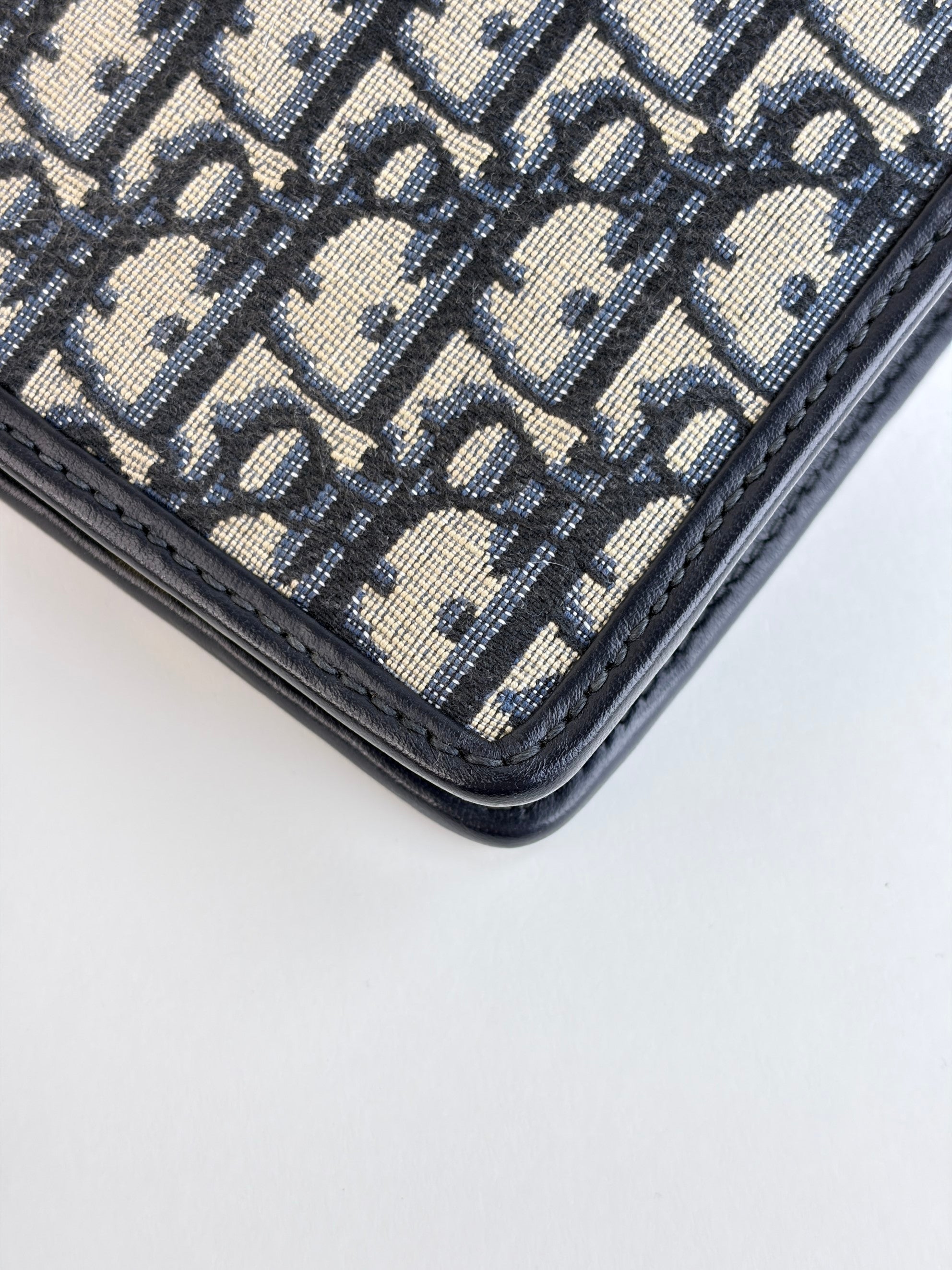 Dior navy oblique jacquard 30 Montaigne pouch clutch