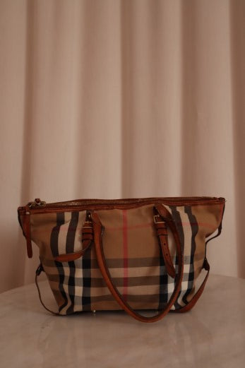 Burberry Brown House Check Bridle Tote Bag