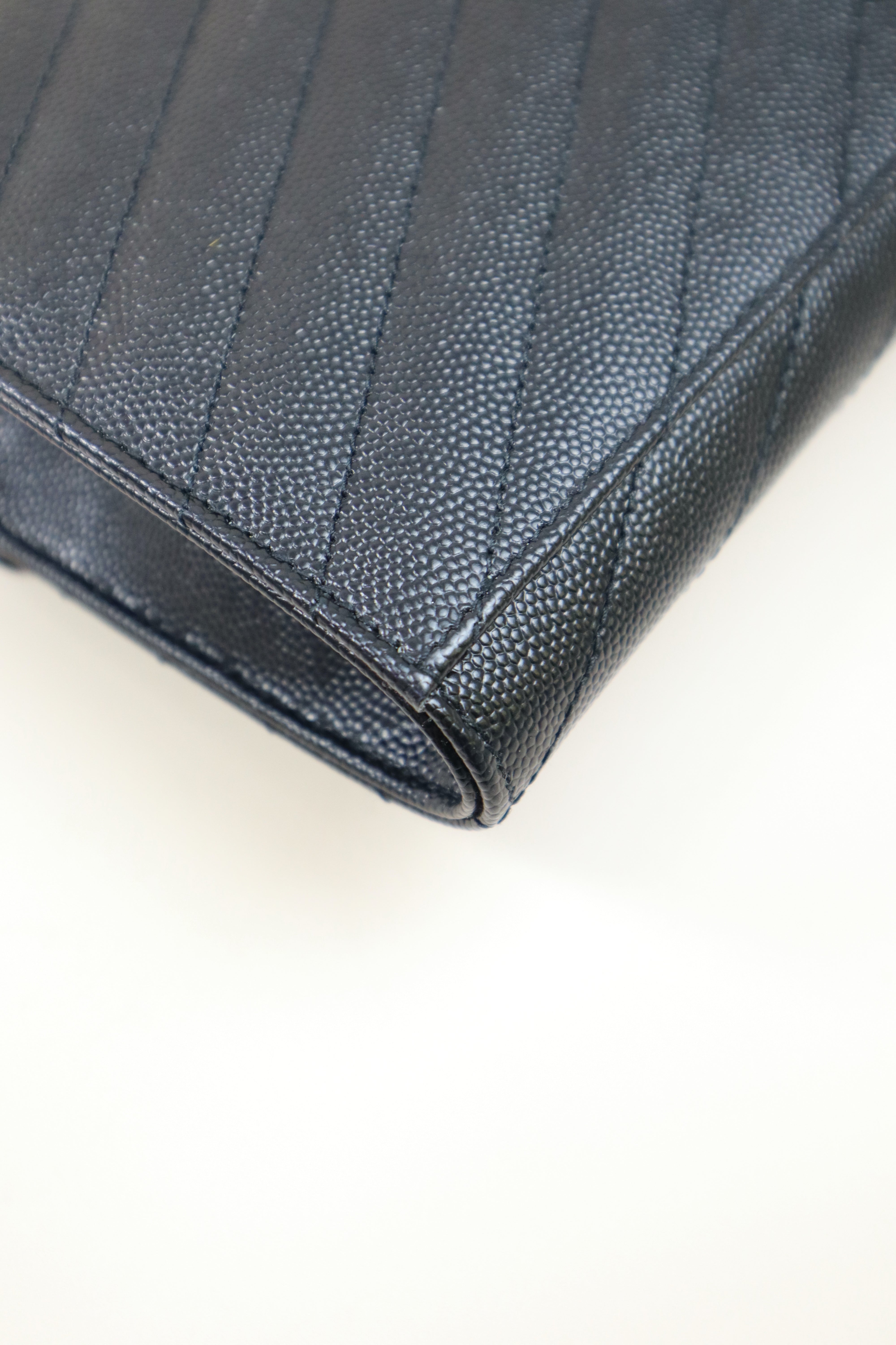 YSL Black Cassandre Small Flap Pouch W/ Holder