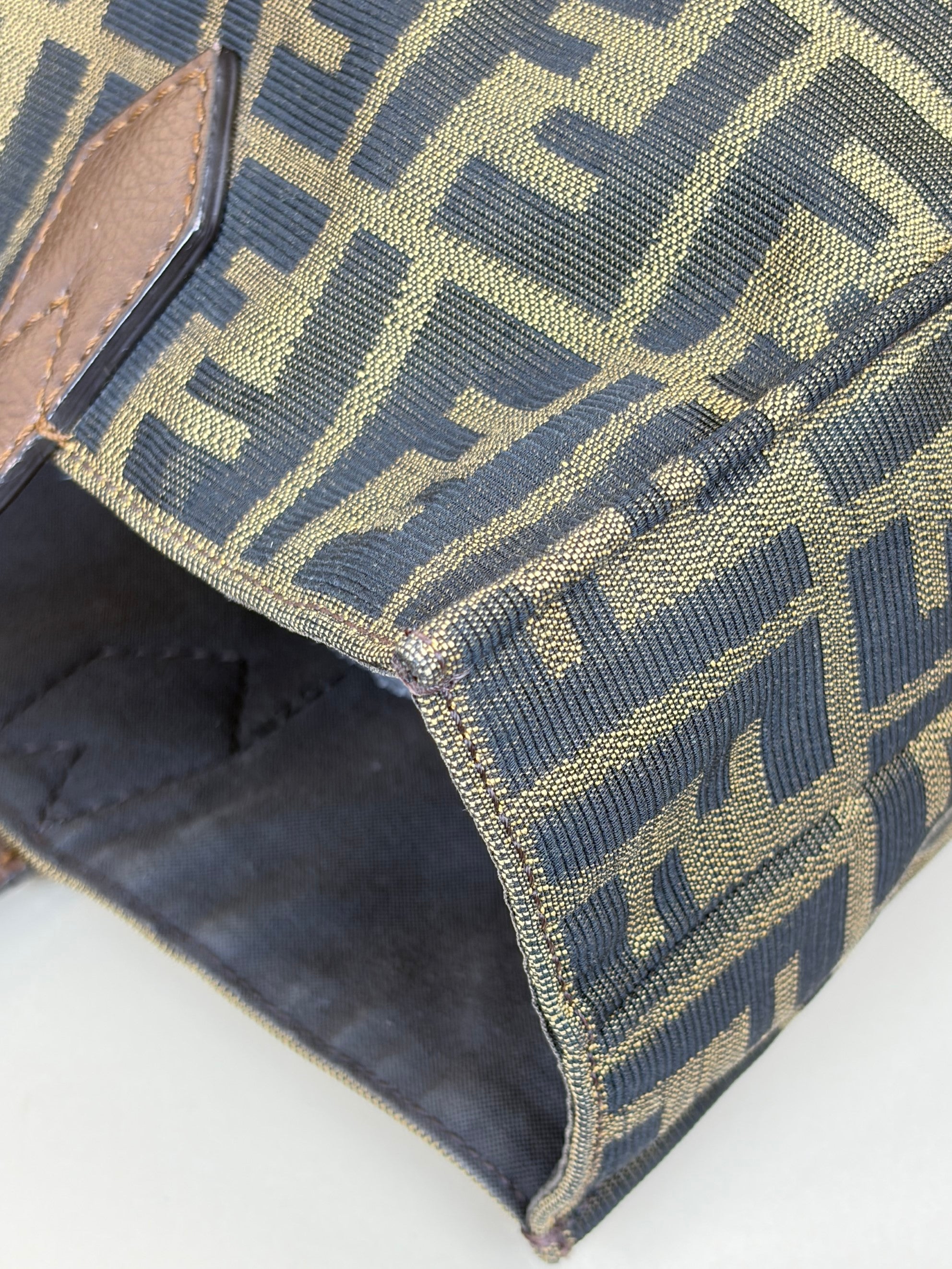 Fendi tobacco Zucca ff print canvas shopping tote bag