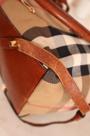 Burberry Brown House Check Bridle Tote Bag