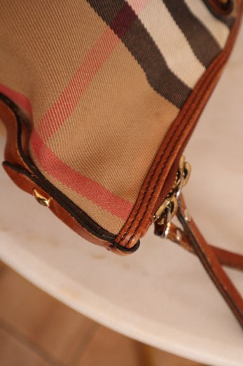 Burberry Brown House Check Bridle Tote Bag