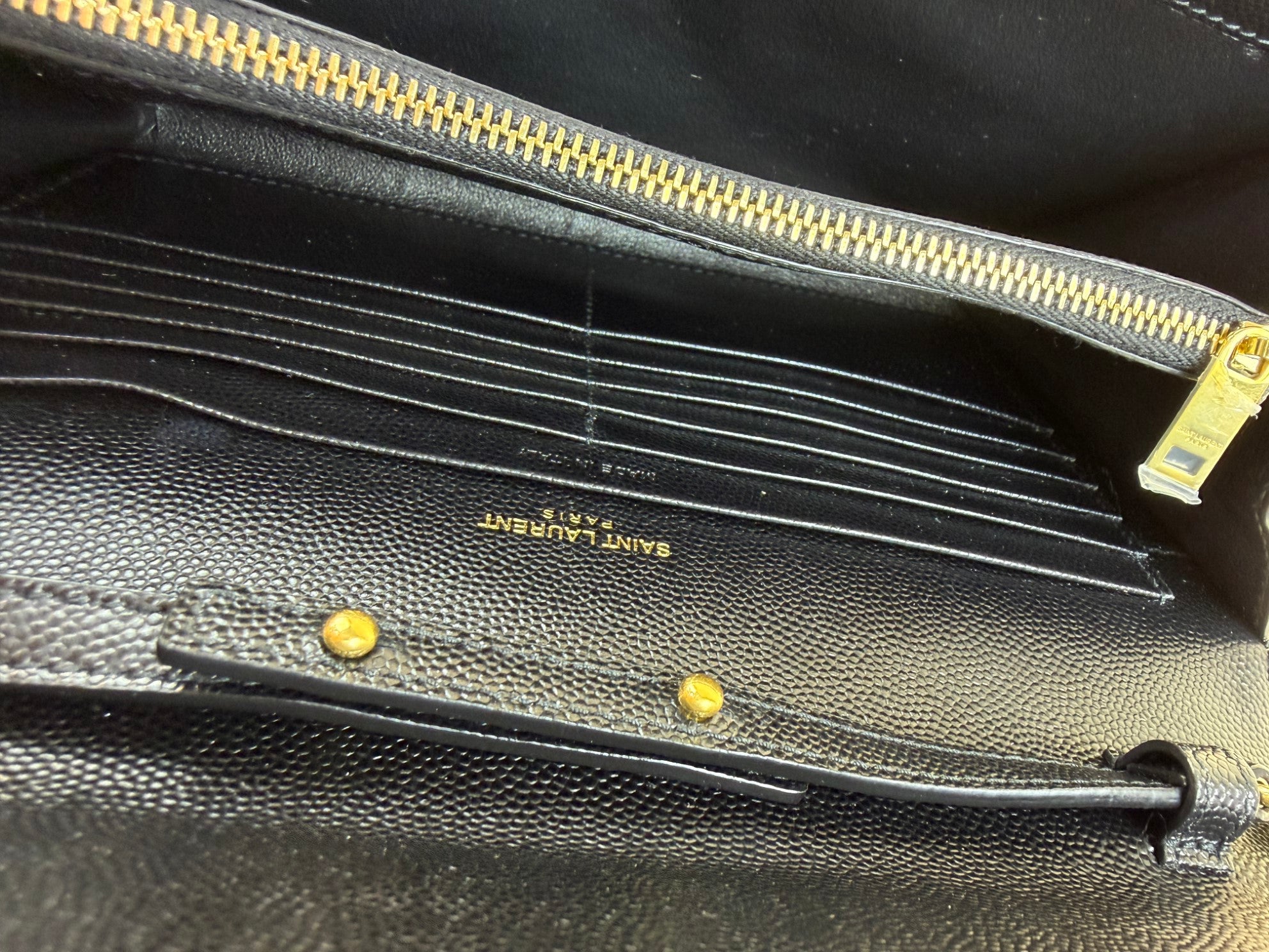 YSL Black Cassandre Wallet on Chain