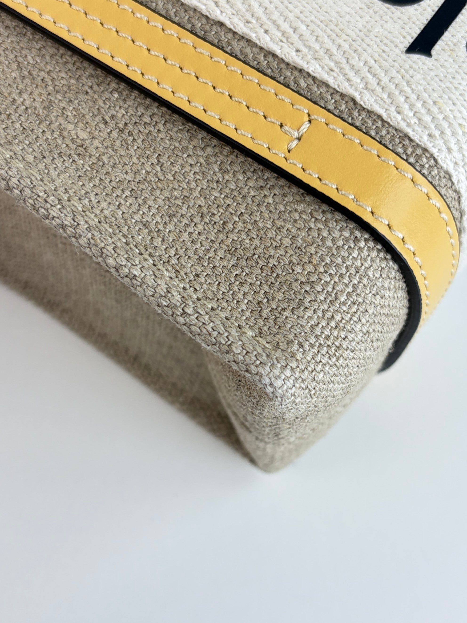 Chloe beige canvas/yellow leather mini Woody Tote Bag