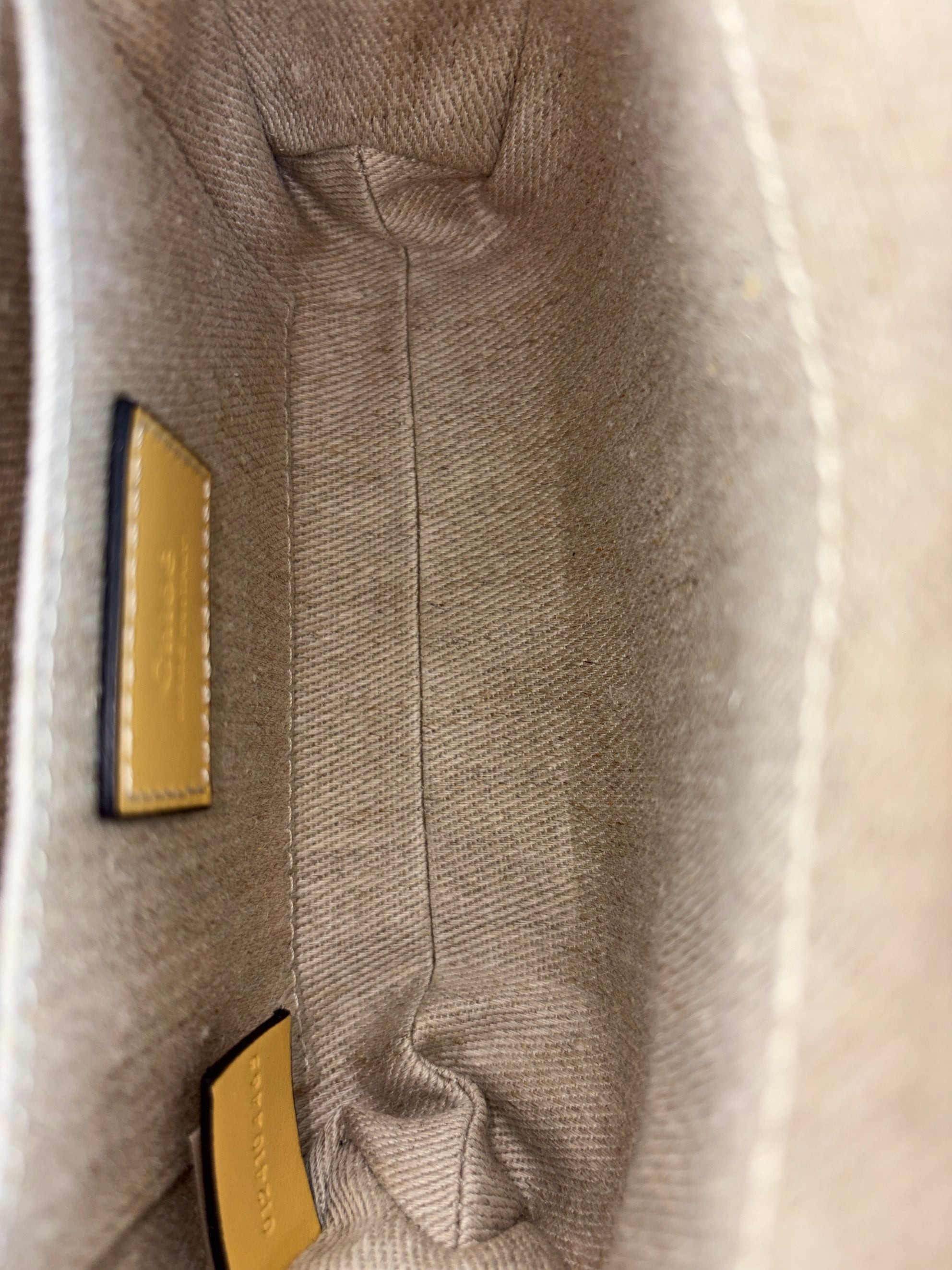Chloe beige canvas/yellow leather mini Woody Tote Bag
