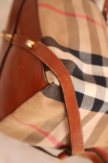 Burberry Brown House Check Bridle Tote Bag