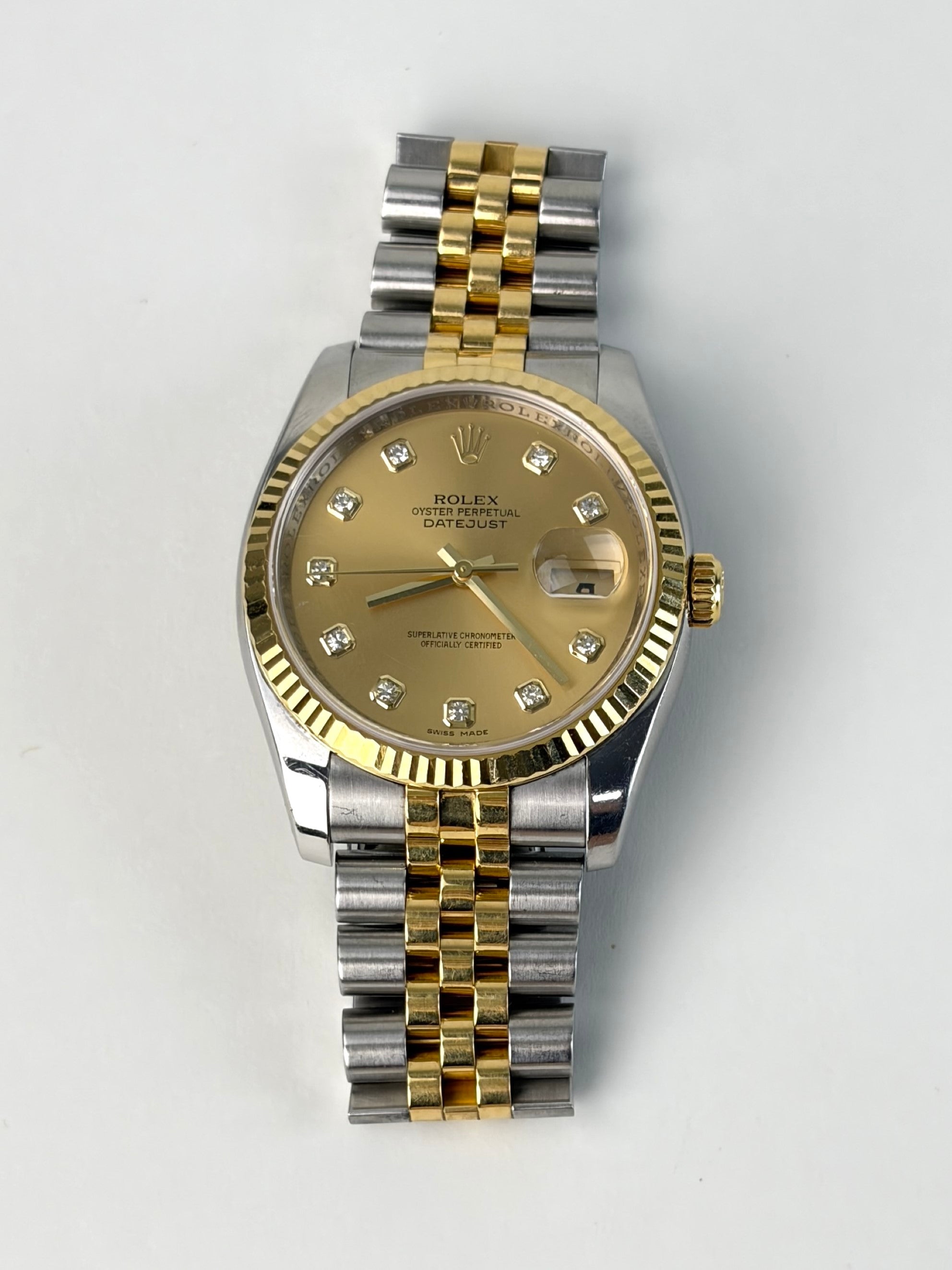 Rolex Oystersteel & Gold Datejust diamond dial 36mm Watch