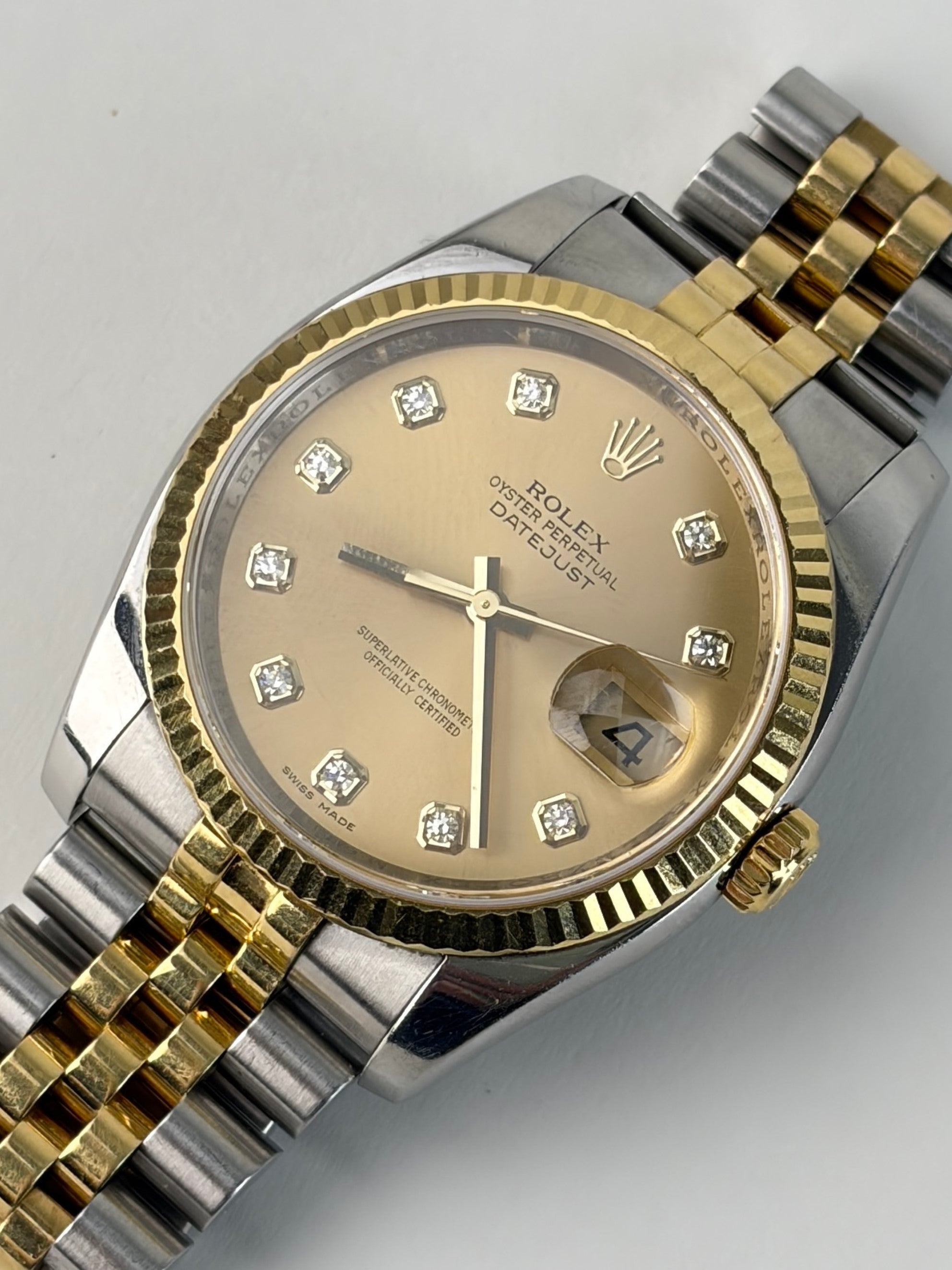Rolex Oystersteel & Gold Datejust diamond dial 36mm Watch