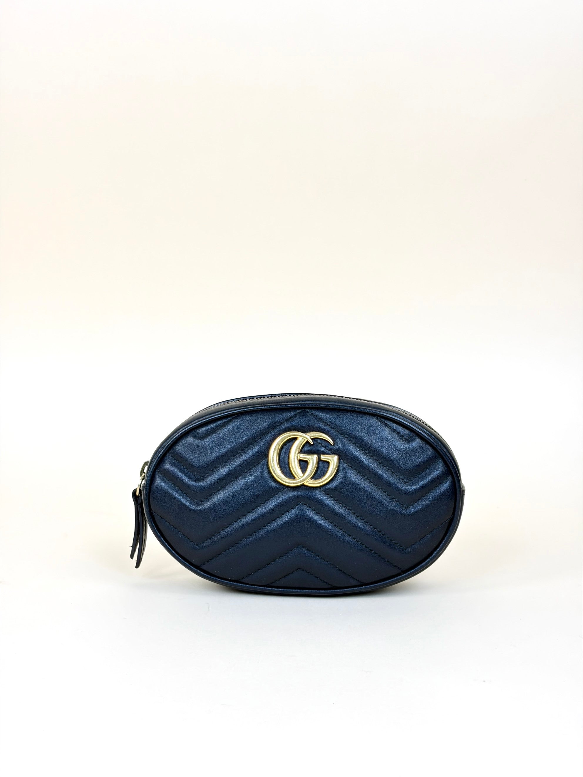 Gucci black calfskin matelasse GG Marmont Belt Bag