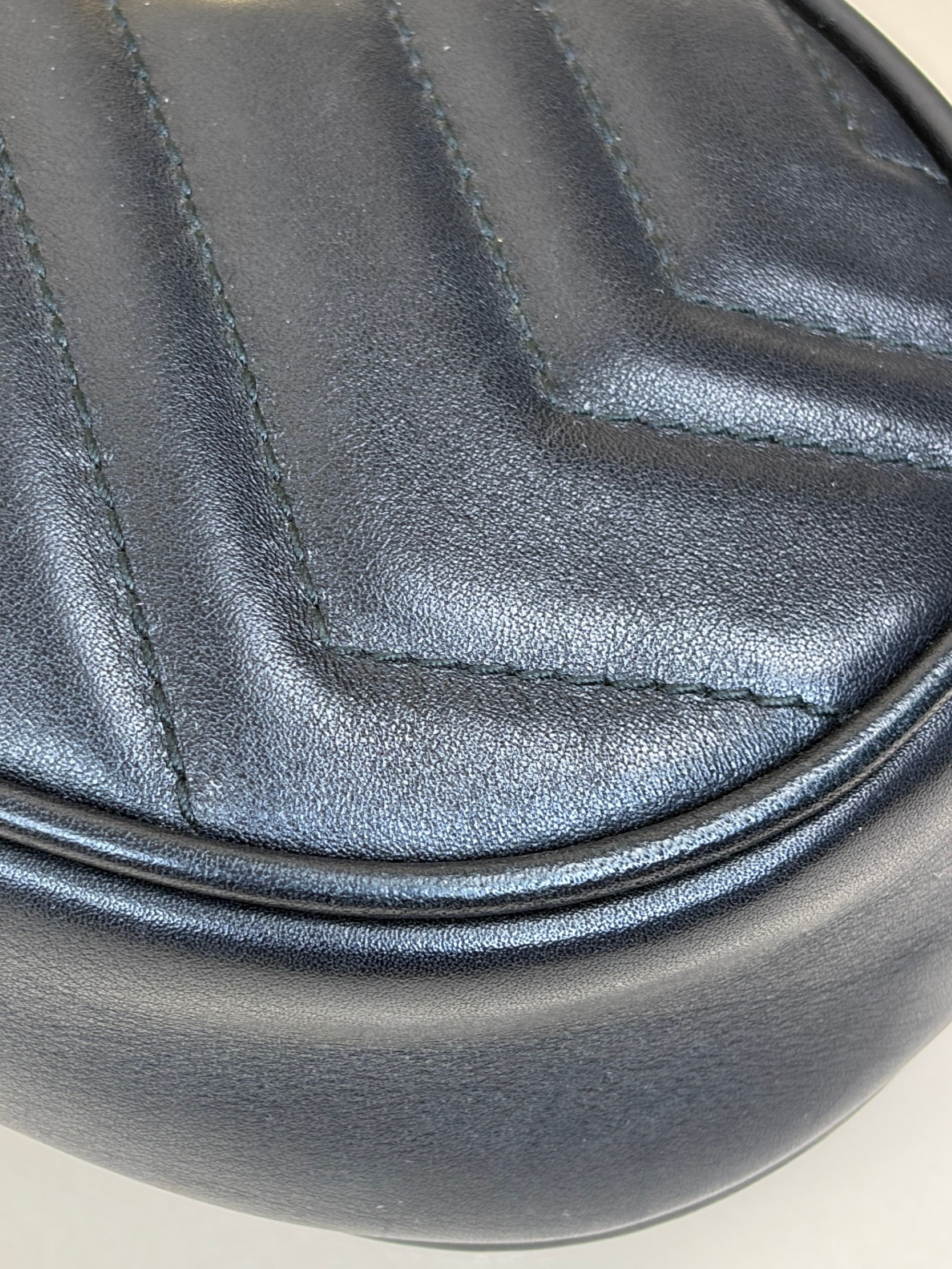 Gucci black calfskin matelasse GG Marmont Belt Bag