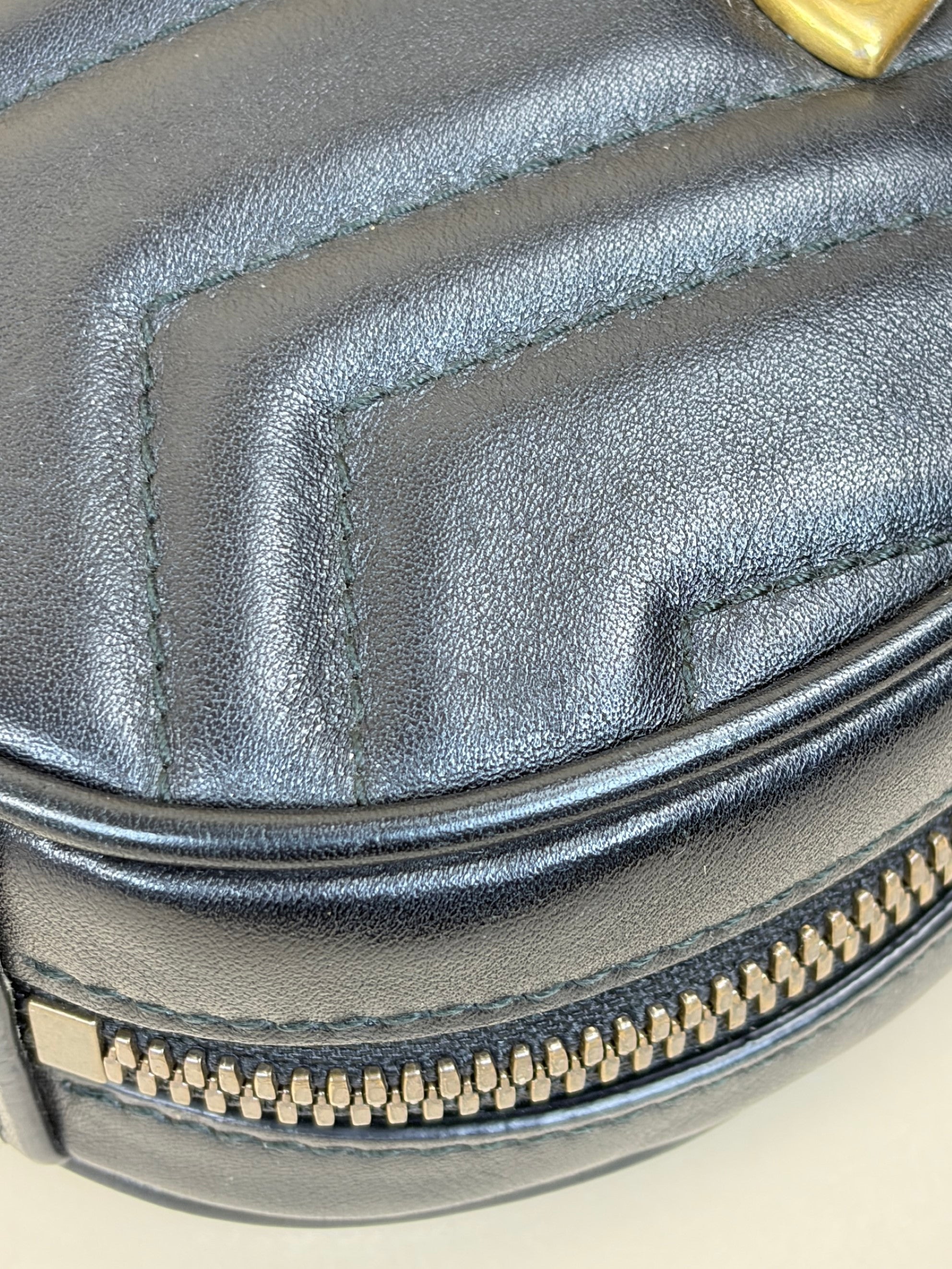 Gucci black calfskin matelasse GG Marmont Belt Bag