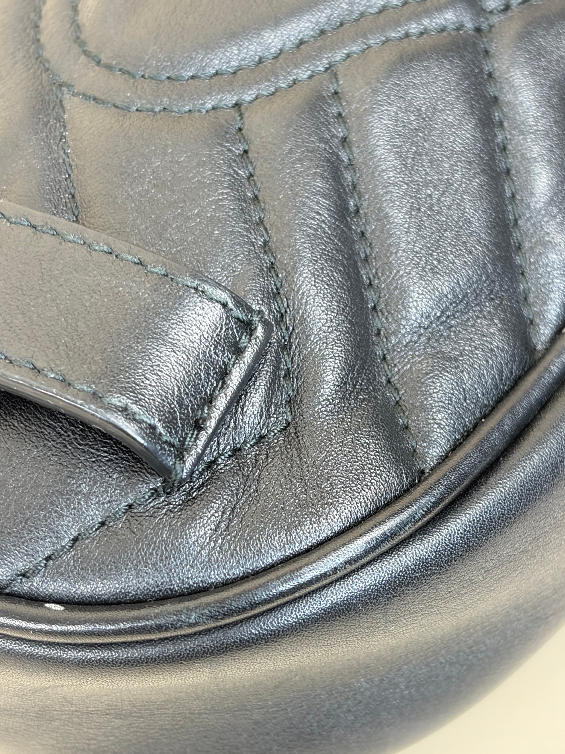 Gucci black calfskin matelasse GG Marmont Belt Bag