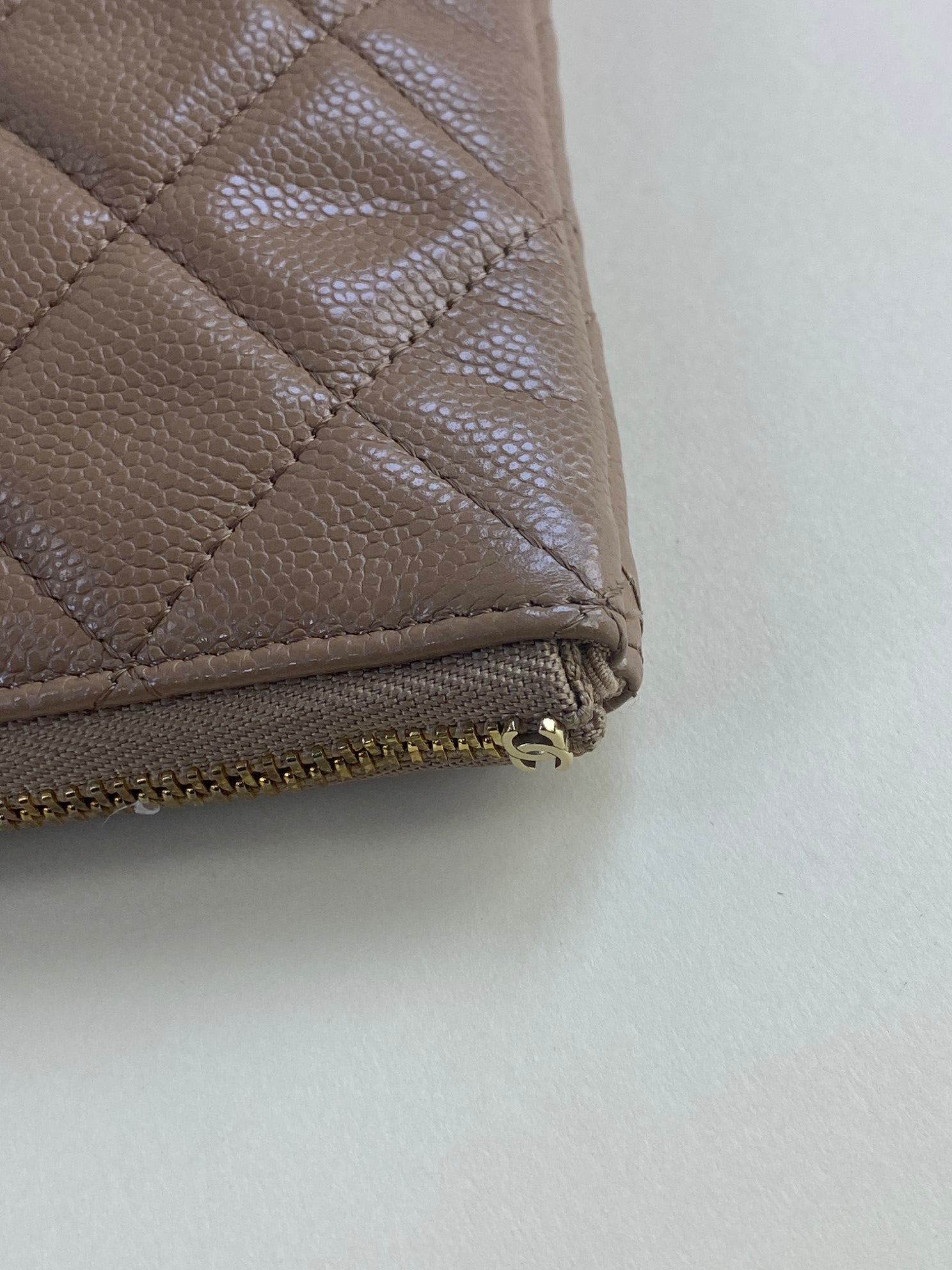 Chanel Camel Classic Zipped Medium Pouch