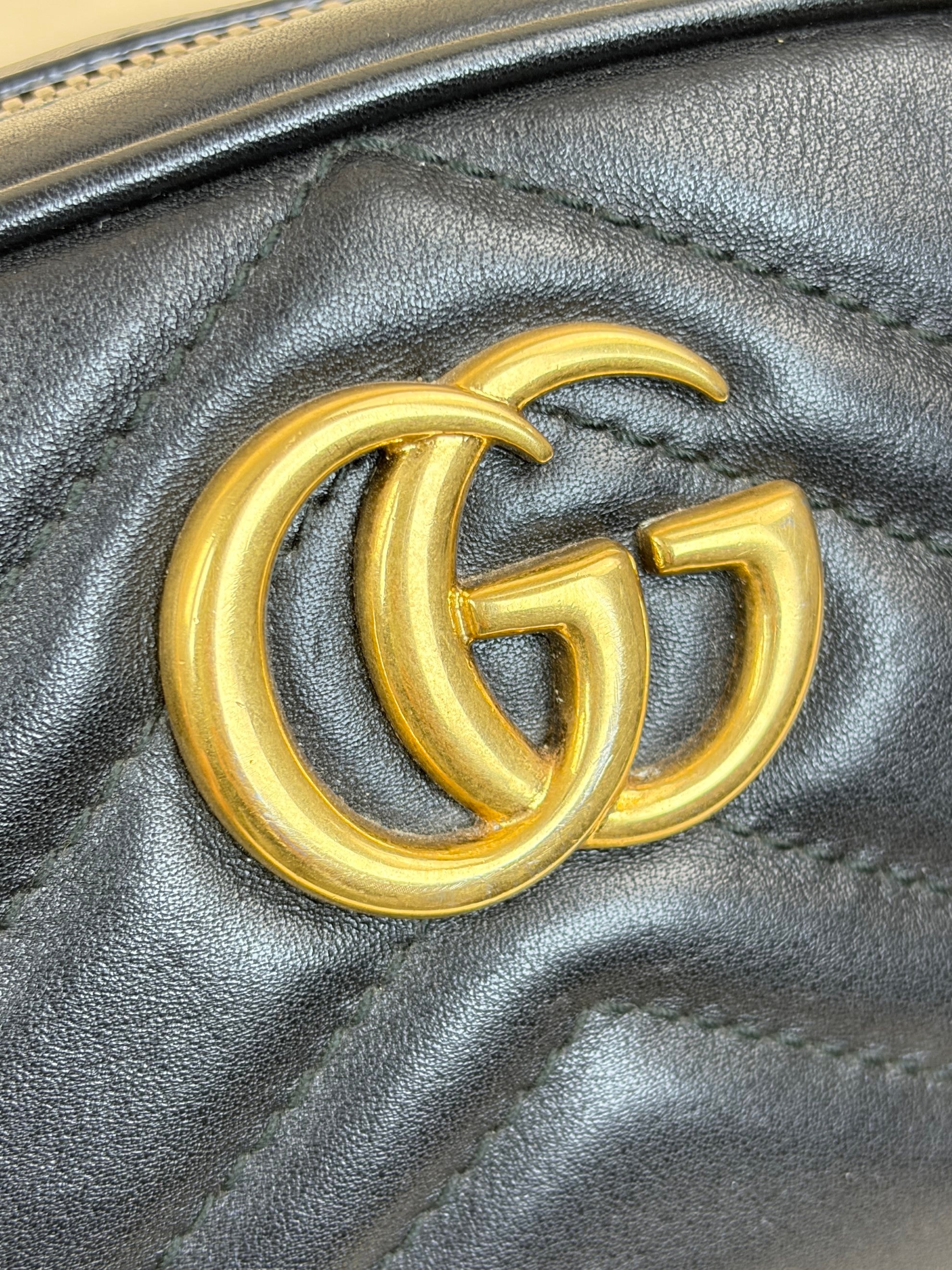 Gucci black calfskin matelasse GG Marmont Belt Bag