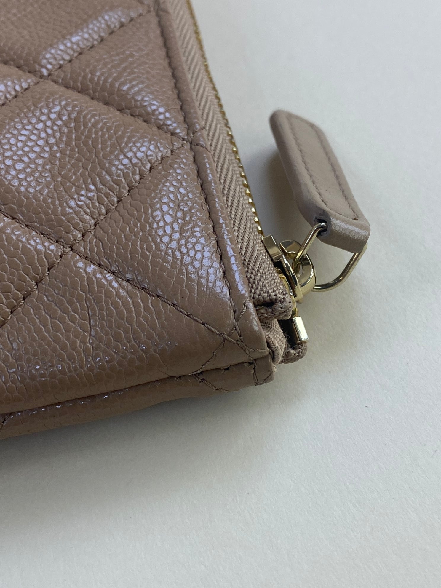 Chanel Camel Classic Zipped Medium Pouch