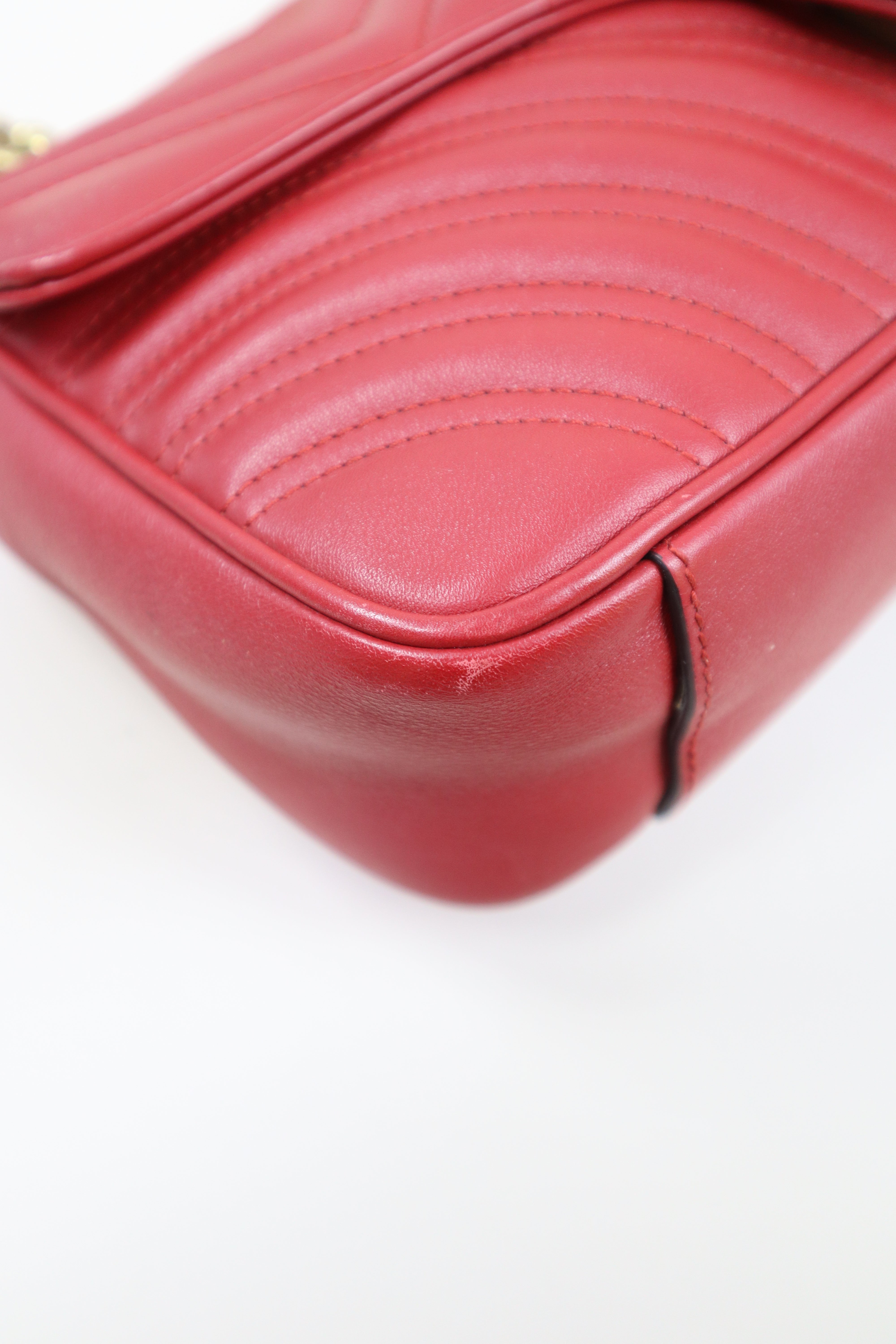 Gucci Red GG Medium Marmont Crossbody Bag
