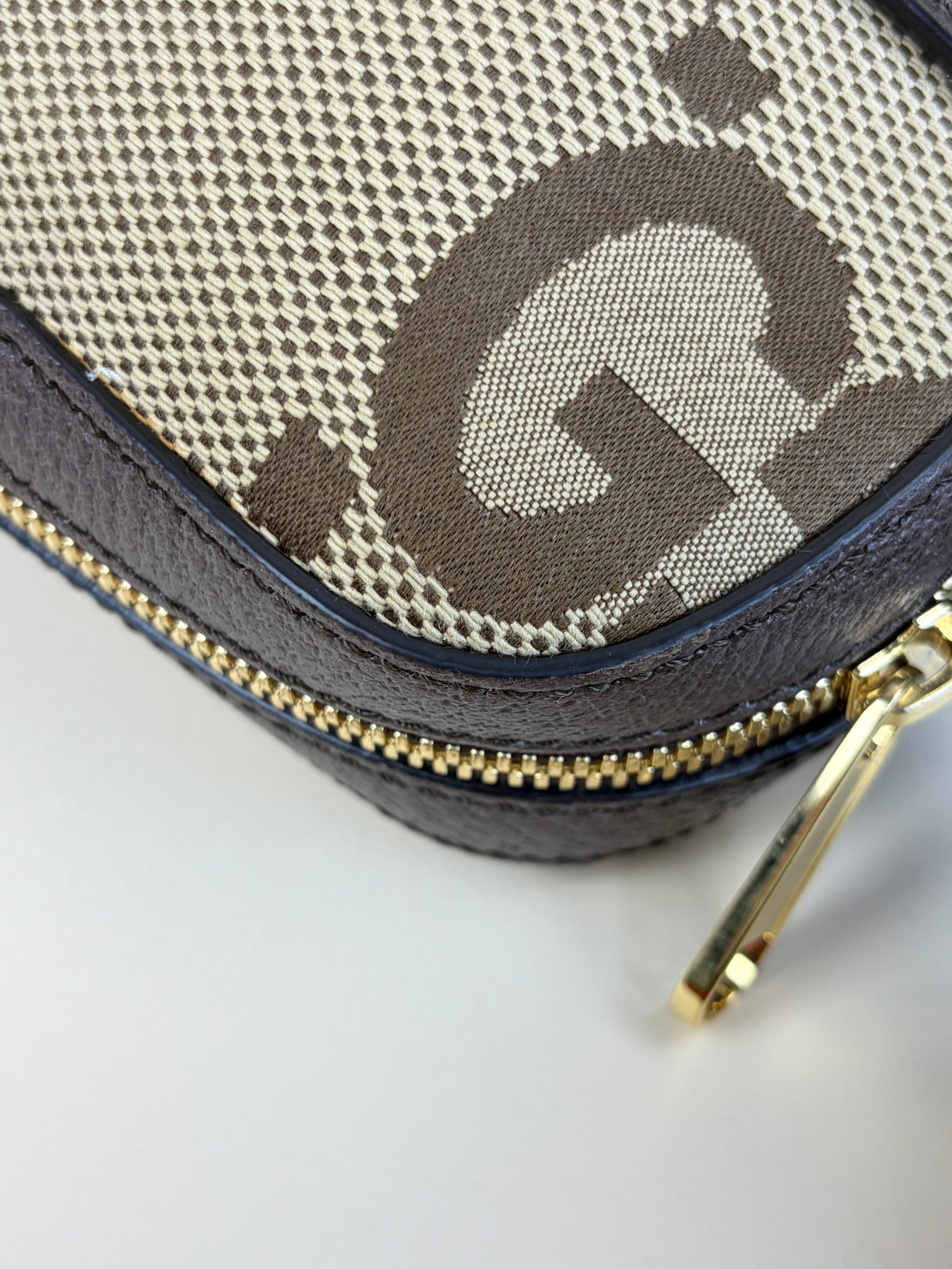 Gucci Bicolor Monogram Jumbo GG Web Strap Messenger Shoulder Bag