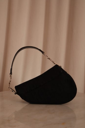 Christian Dior Black Oblique Jacquard Saddle Bag