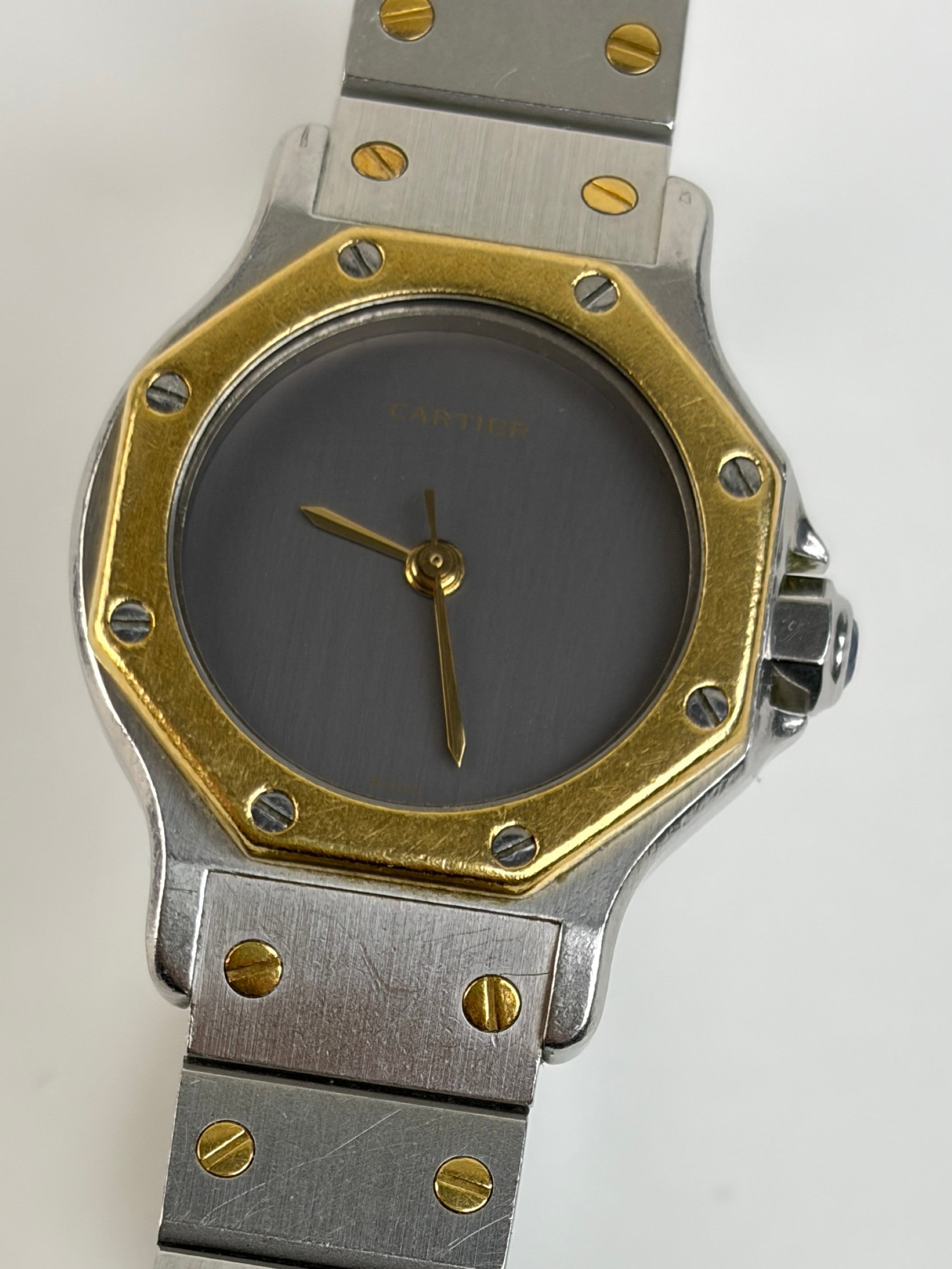 Cartier Santos Octagon steel 18k karat yellow gold Automatic ghost dial ladies Watch 22mm