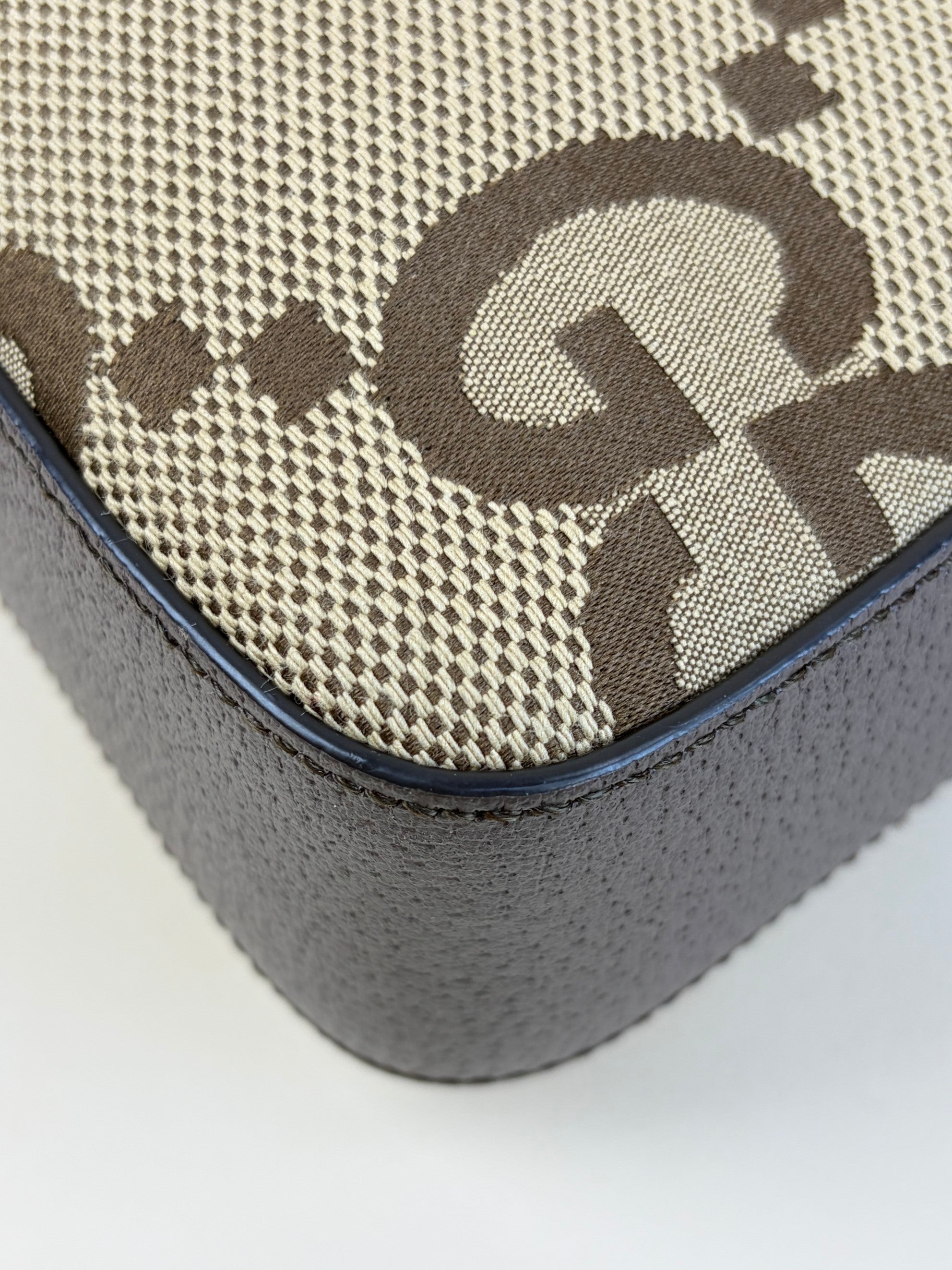 Gucci Bicolor Monogram Jumbo GG Web Strap Messenger Shoulder Bag